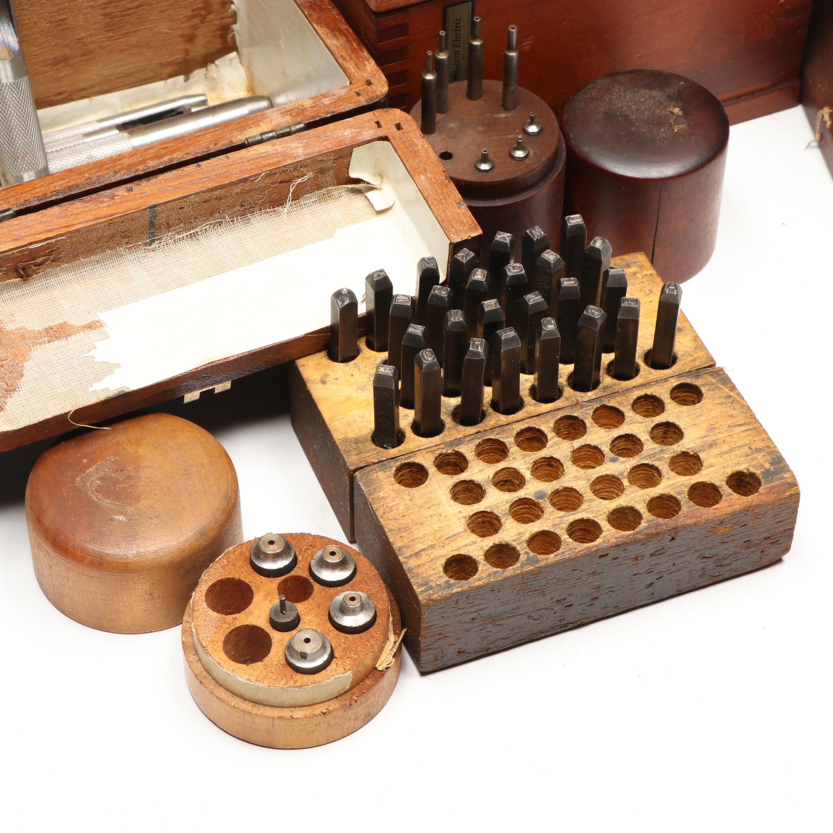 Letter, Leather and Other Punches, Files and More in Handcrafted Wooden Cases