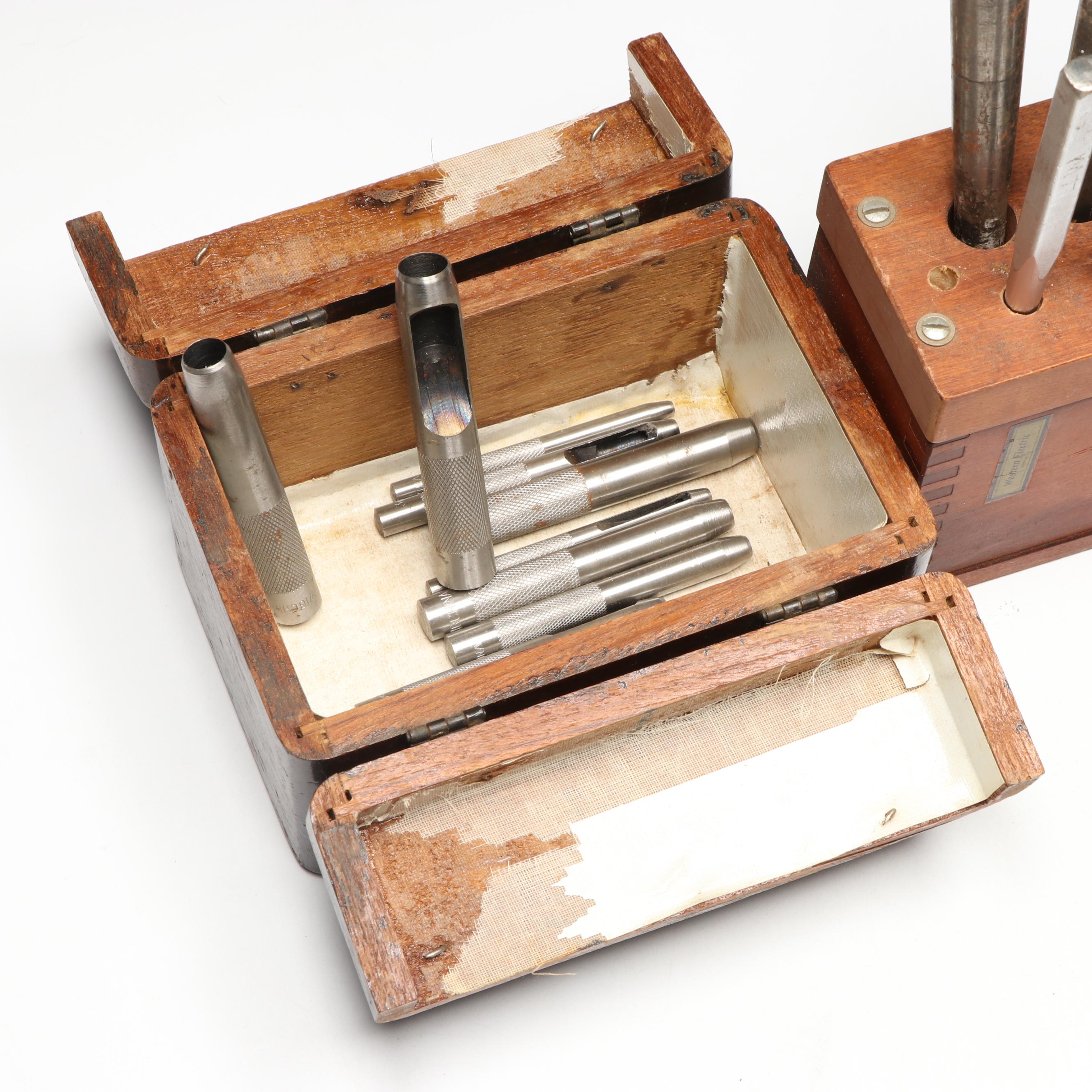 Letter, Leather and Other Punches, Files and More in Handcrafted Wooden Cases