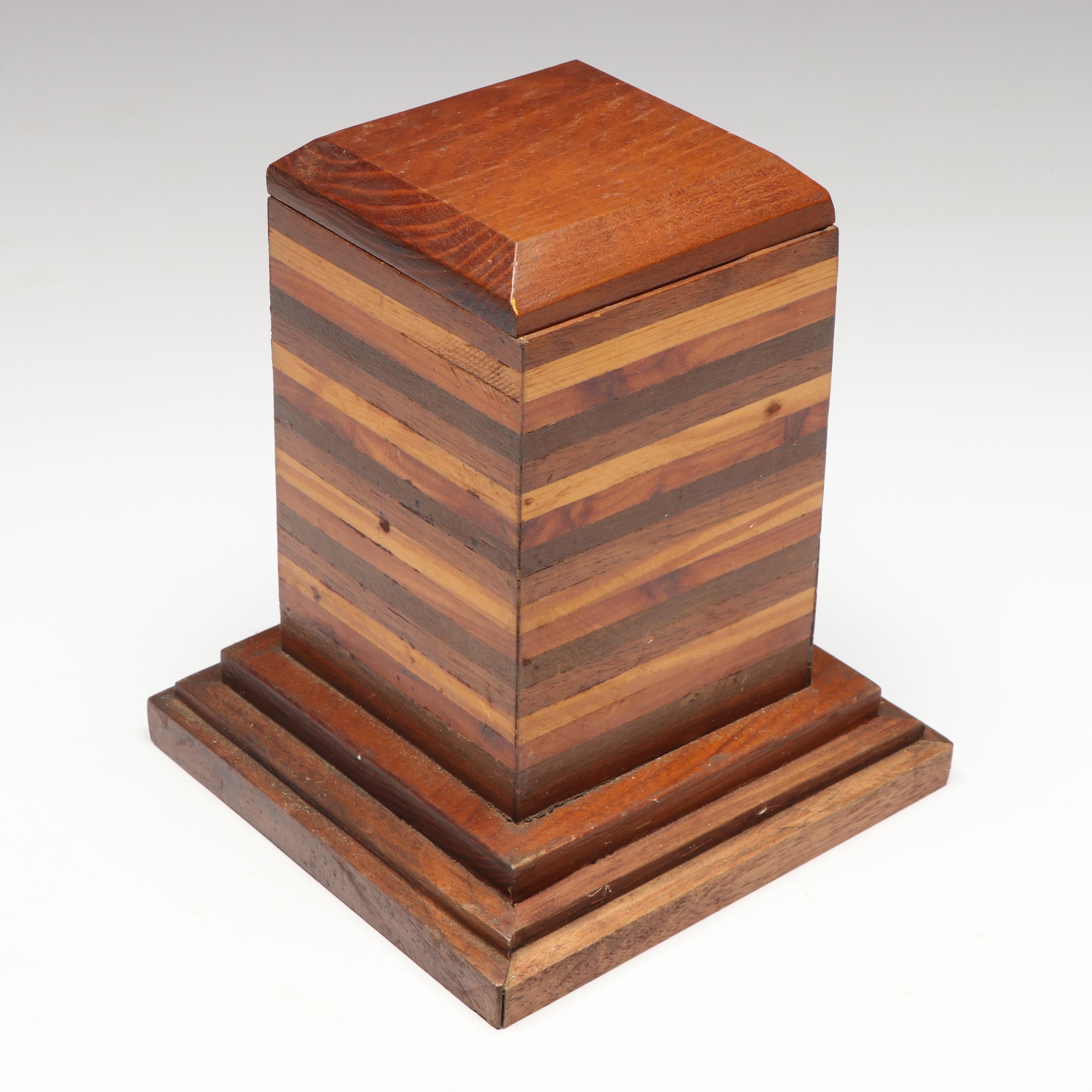 Lipper Tree Trunk Slab Platter with Handcrafted Laminated and Cedar Wood Boxes