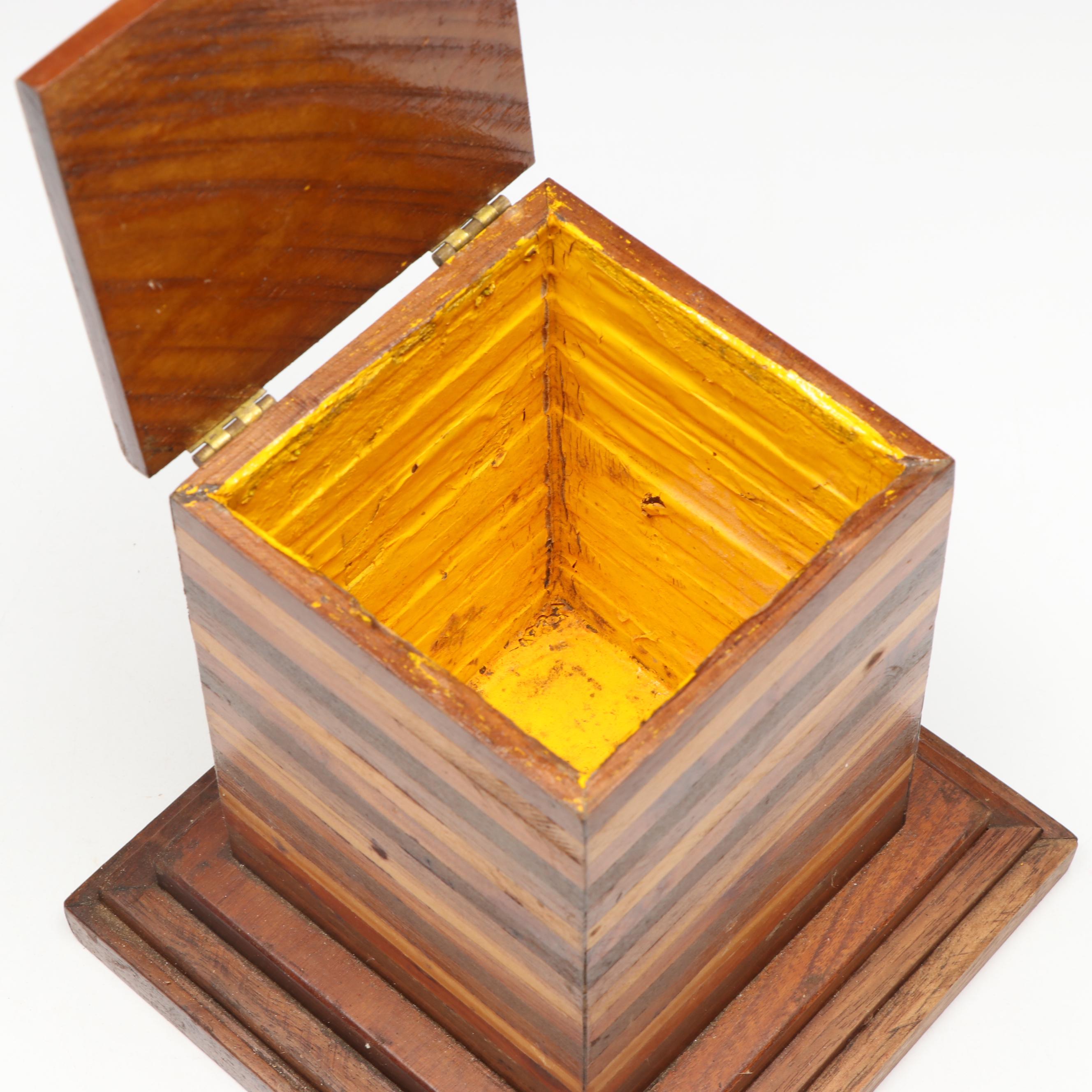 Lipper Tree Trunk Slab Platter with Handcrafted Laminated and Cedar Wood Boxes