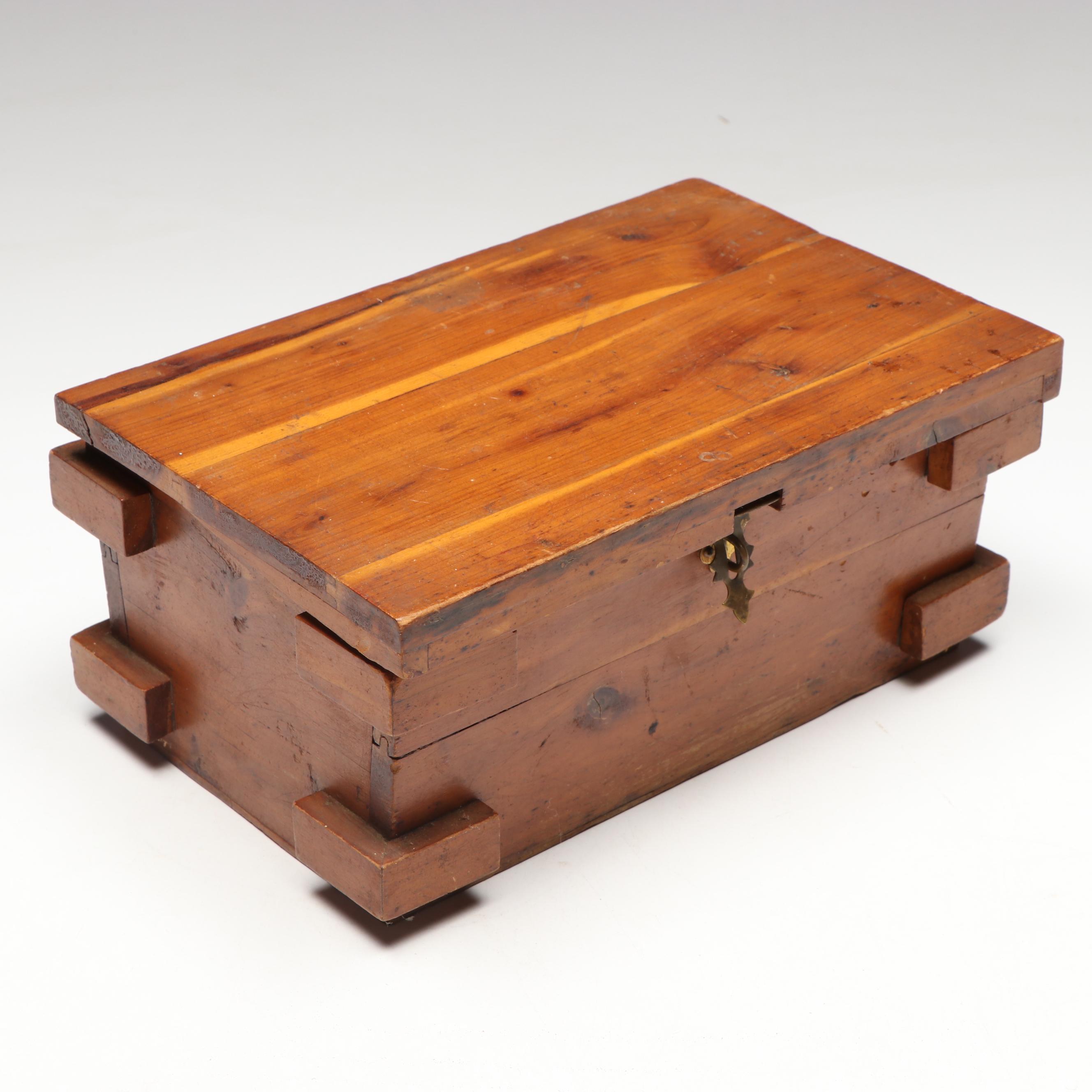 Lipper Tree Trunk Slab Platter with Handcrafted Laminated and Cedar Wood Boxes