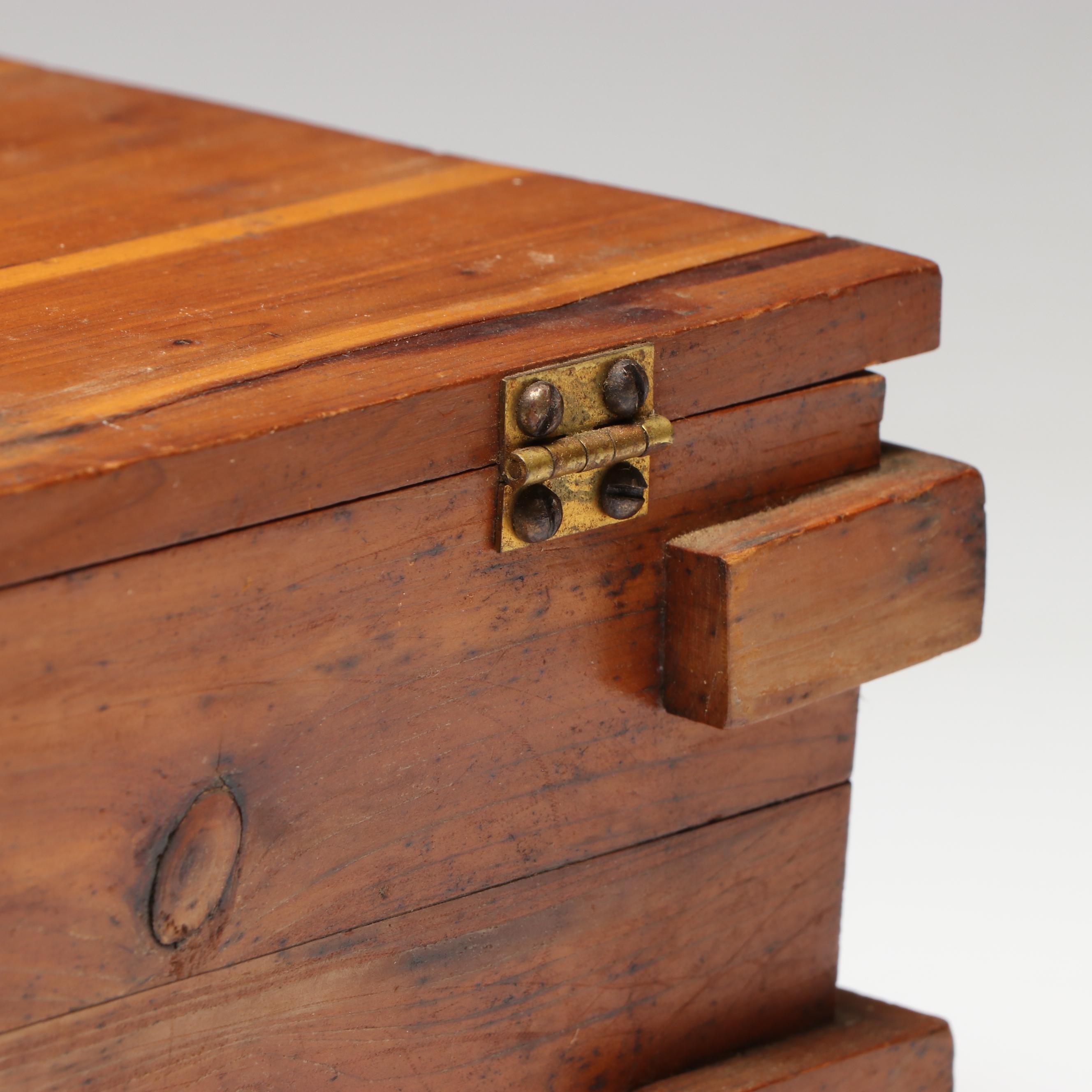 Lipper Tree Trunk Slab Platter with Handcrafted Laminated and Cedar Wood Boxes