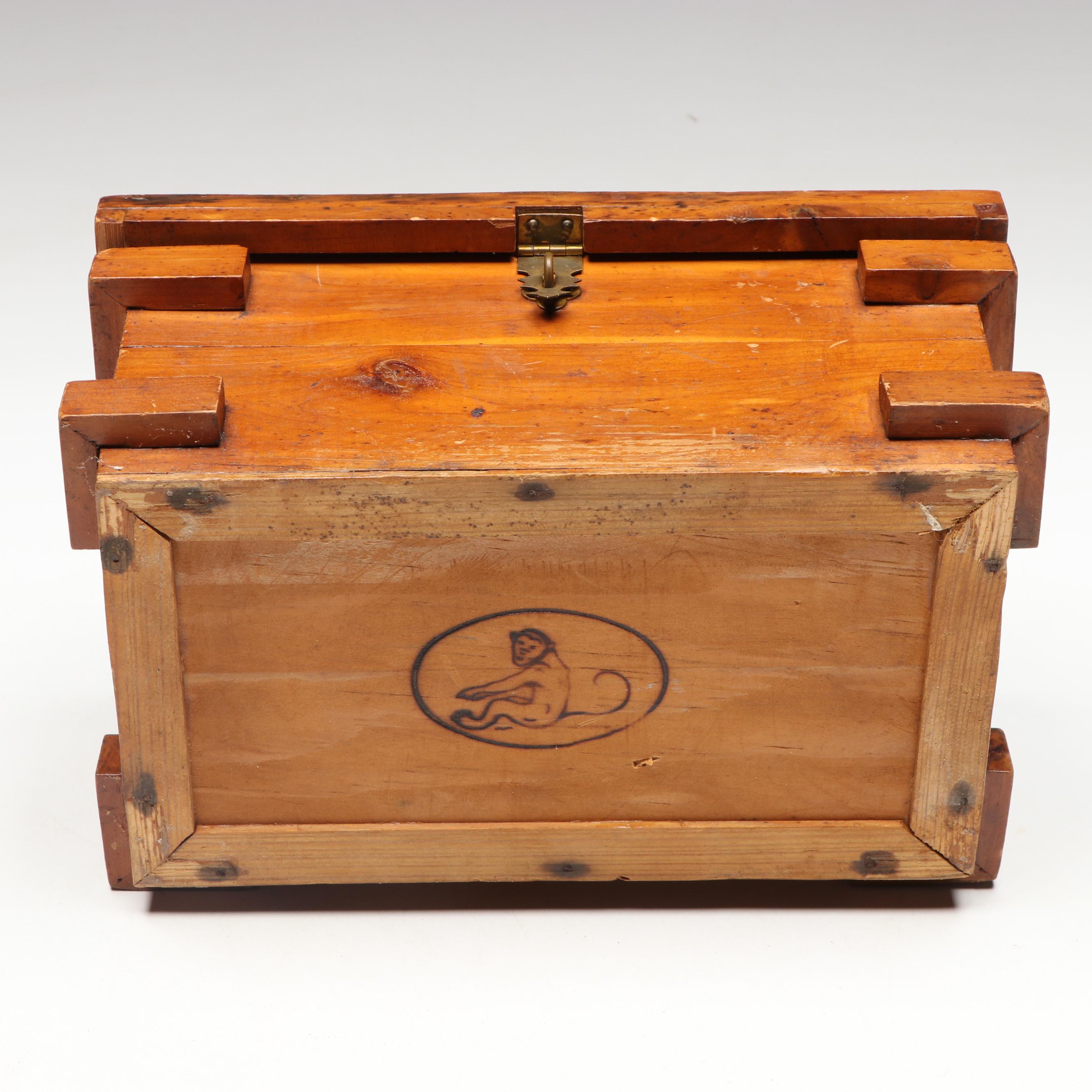 Lipper Tree Trunk Slab Platter with Handcrafted Laminated and Cedar Wood Boxes