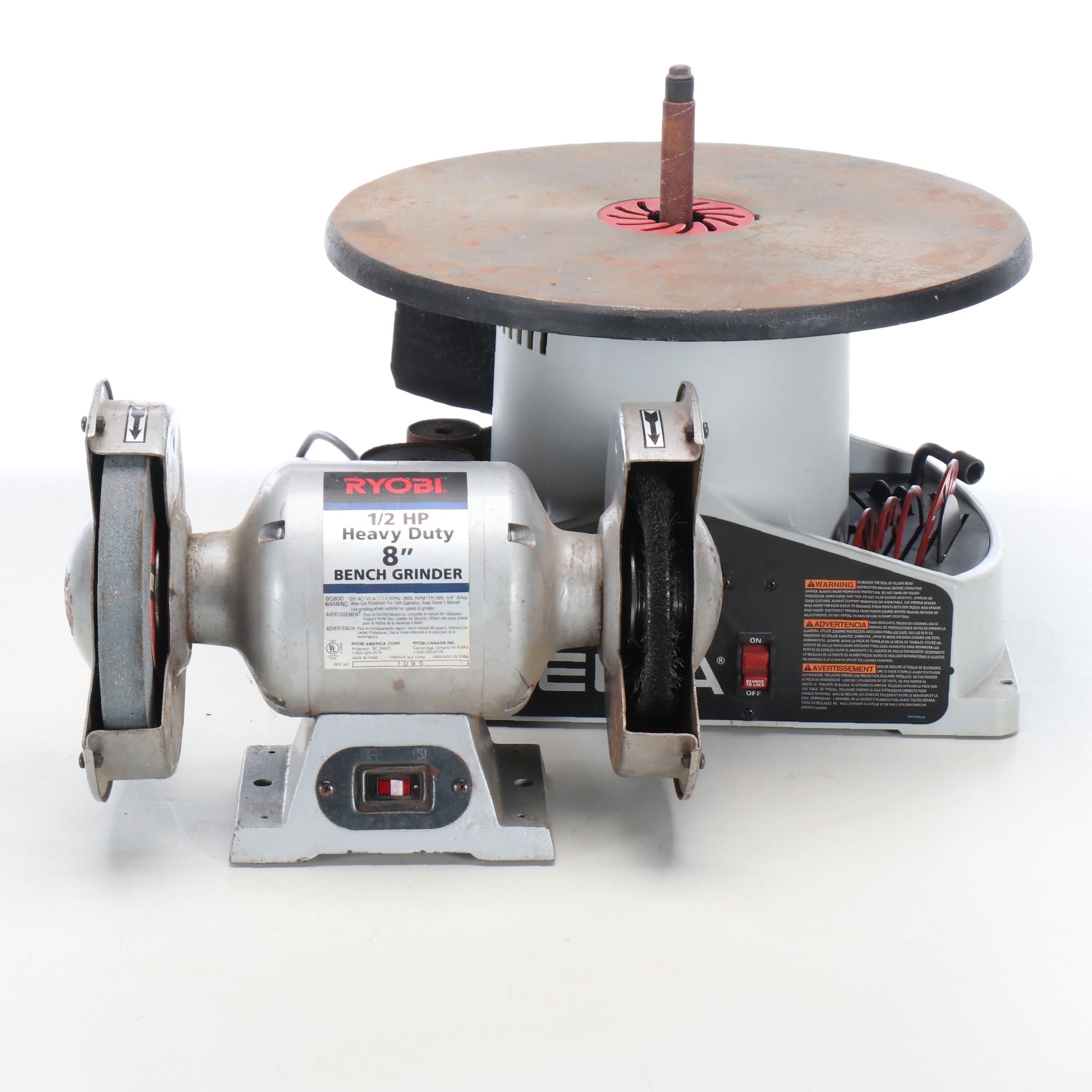 Ryobi 1/2 HP Heavy Duty Bench Grinder with Delta Oscillating Spindle Sander