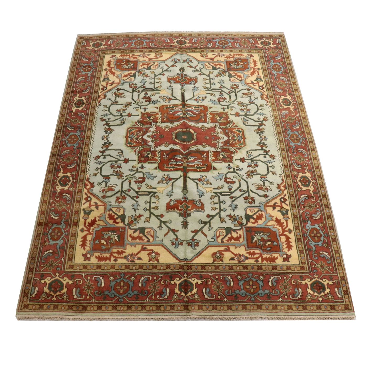 8'11 x 12' Hand-Knotted Indo-Persian Heriz Room-Sized Rug