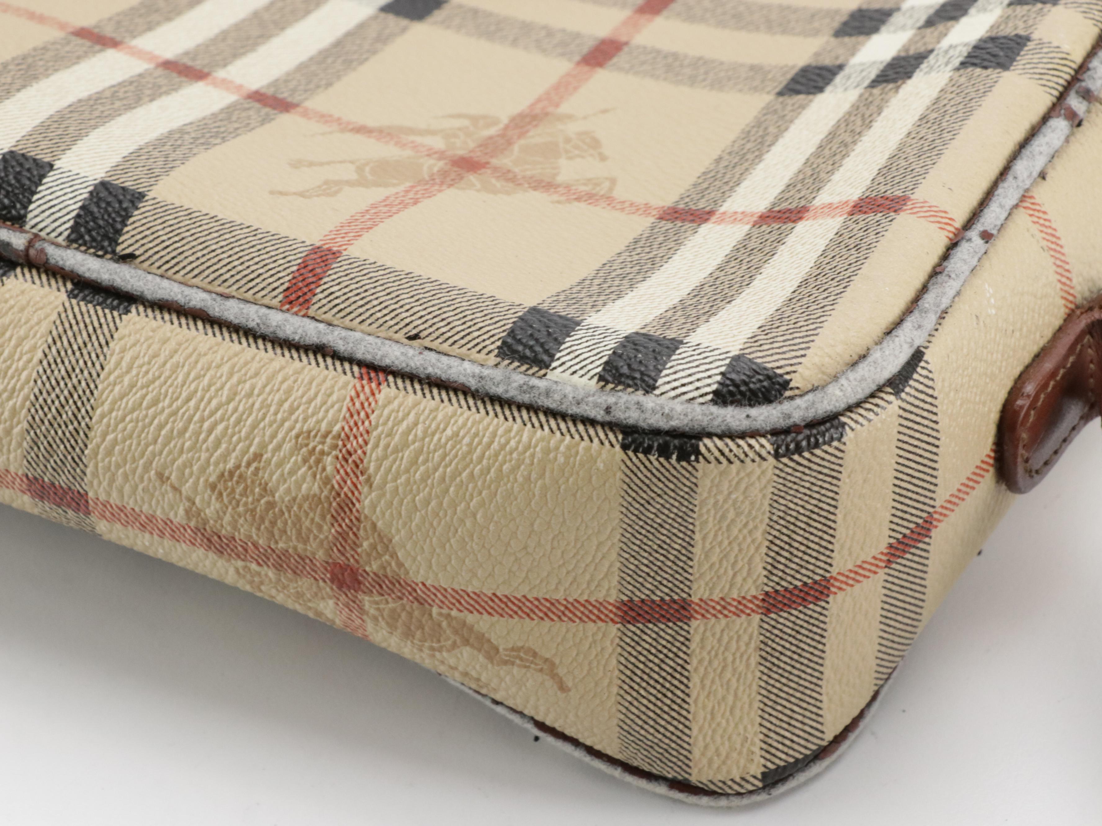 Burberrys Wristlet in Haymarket Check Canvas and Leather