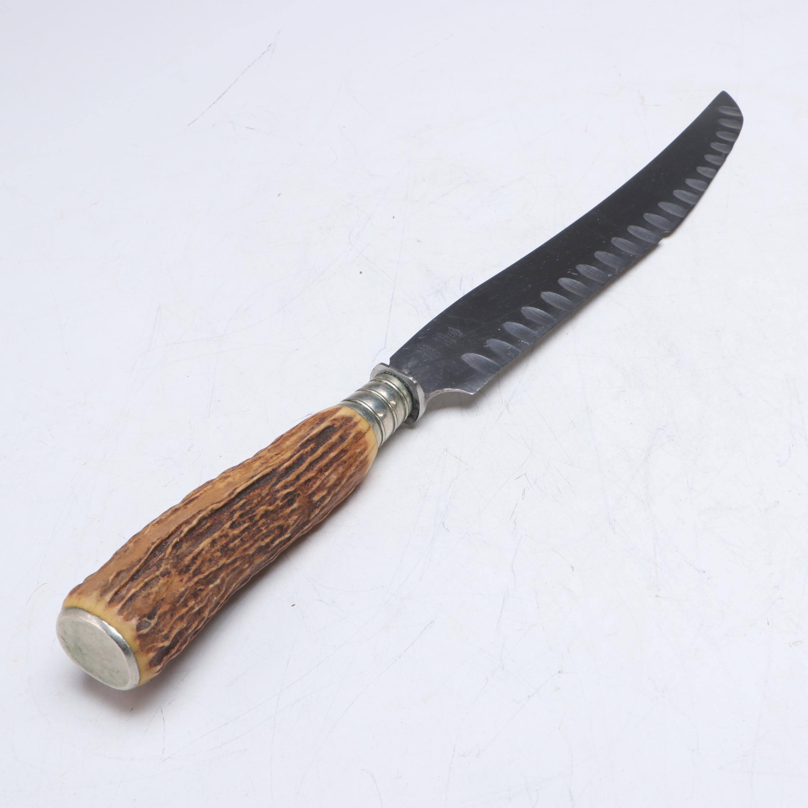 J.A. Henckels Carving Set and Other Antler Handled Serving Utensils