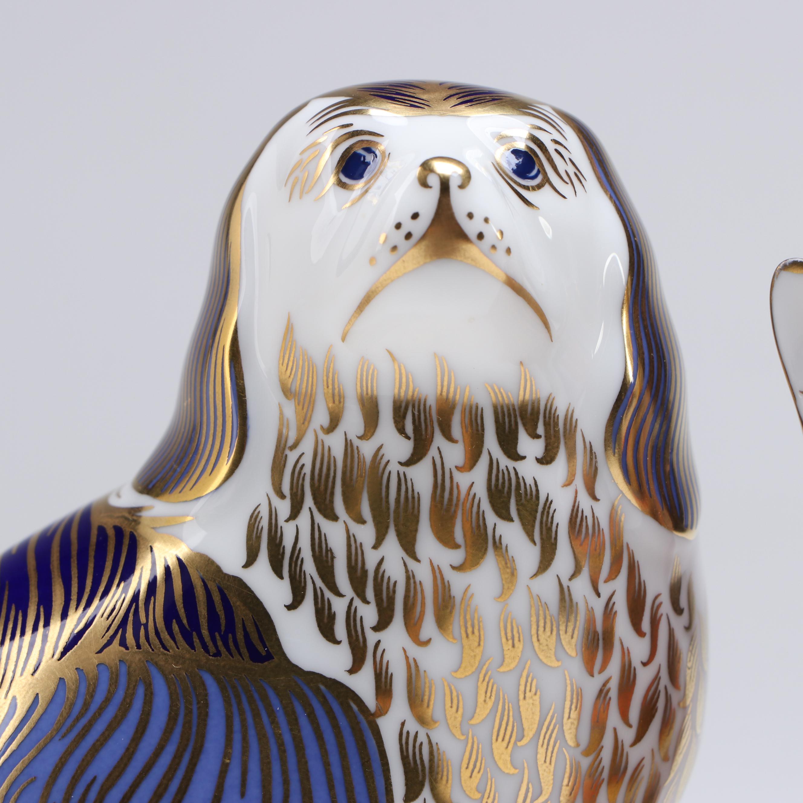 Royal Crown Derby Imari Bone China Spaniel and Cat Paperweights