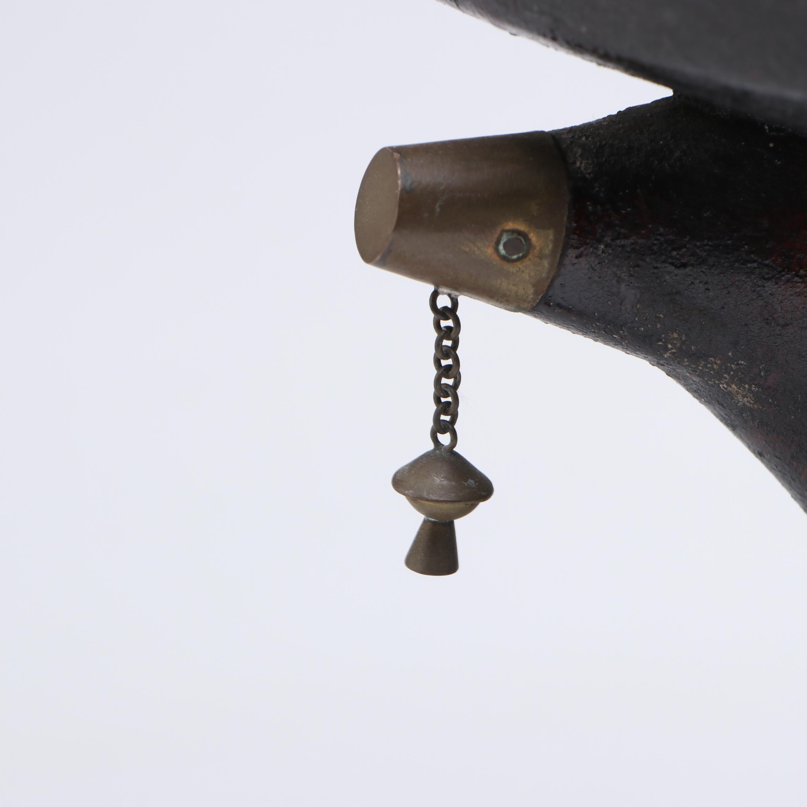 Ethiopian Jimma Style Ebonized Wood and Brass Tipped Stool