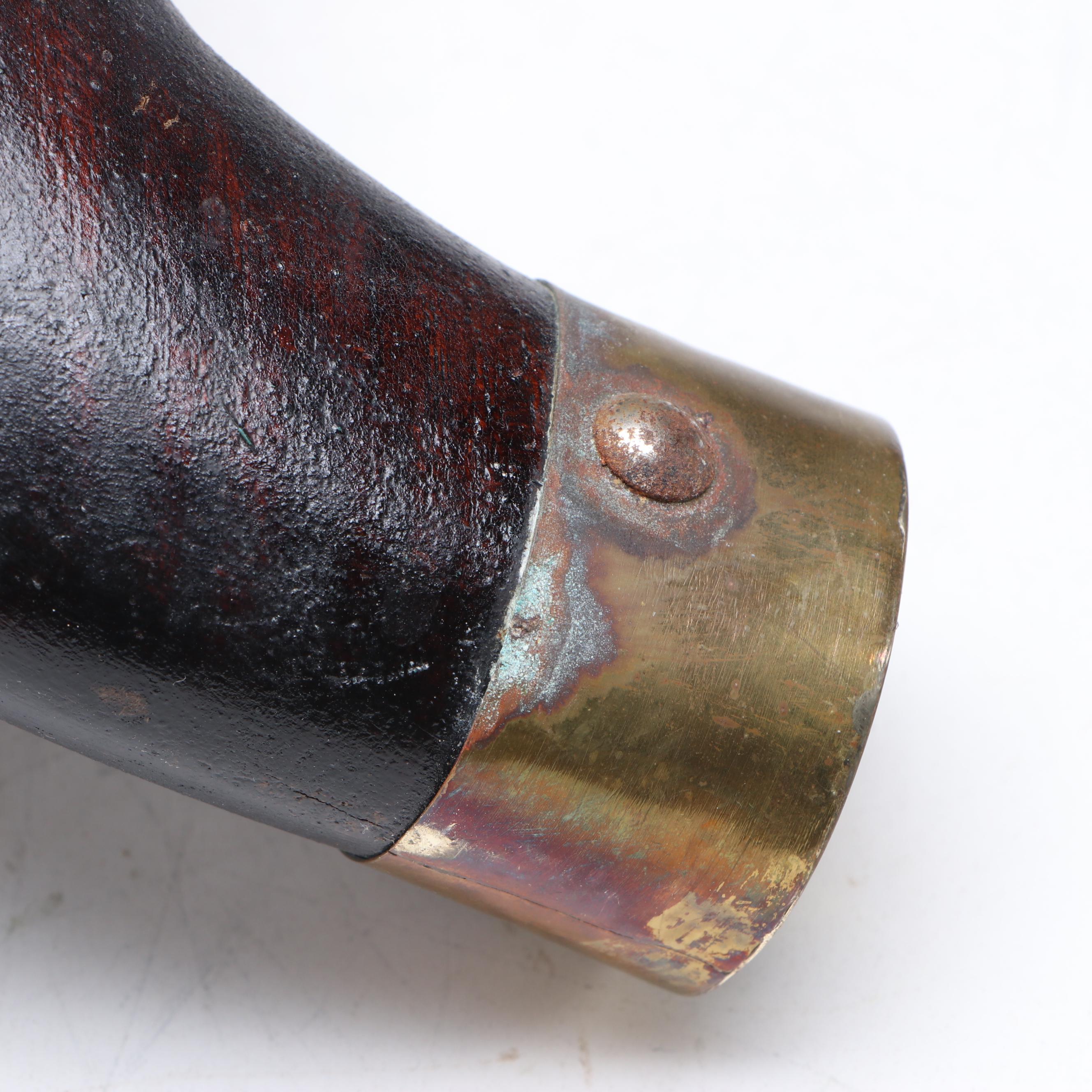 Ethiopian Jimma Style Ebonized Wood and Brass Tipped Stool