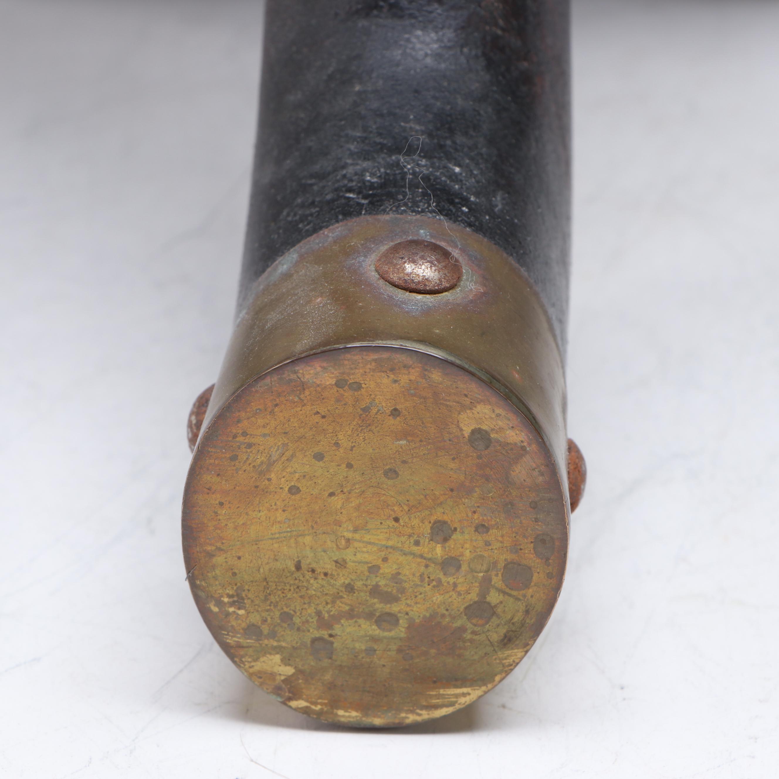 Ethiopian Jimma Style Ebonized Wood and Brass Tipped Stool