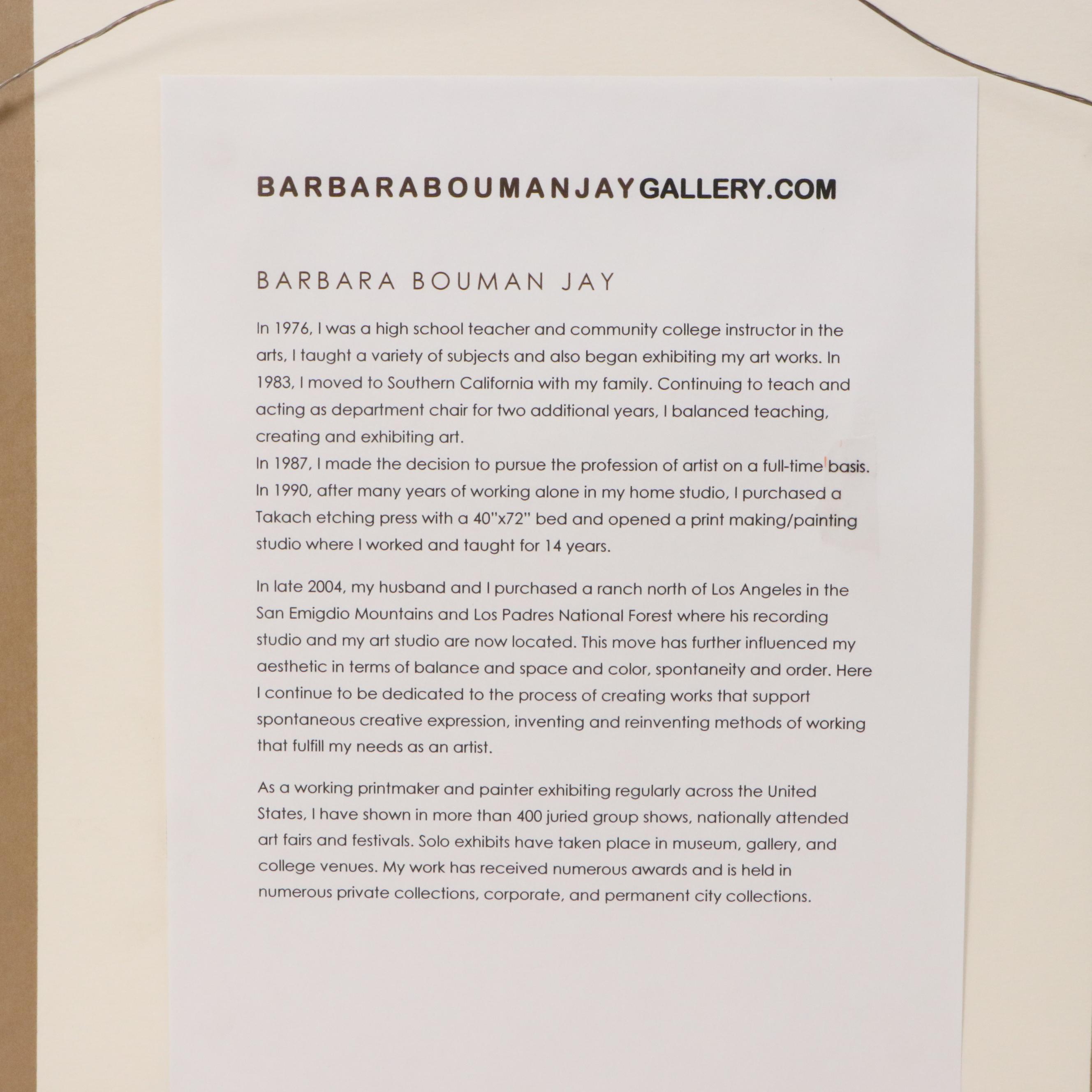 Barbara Bouman Jay Abstract Monotype Relief Print, 21st Century