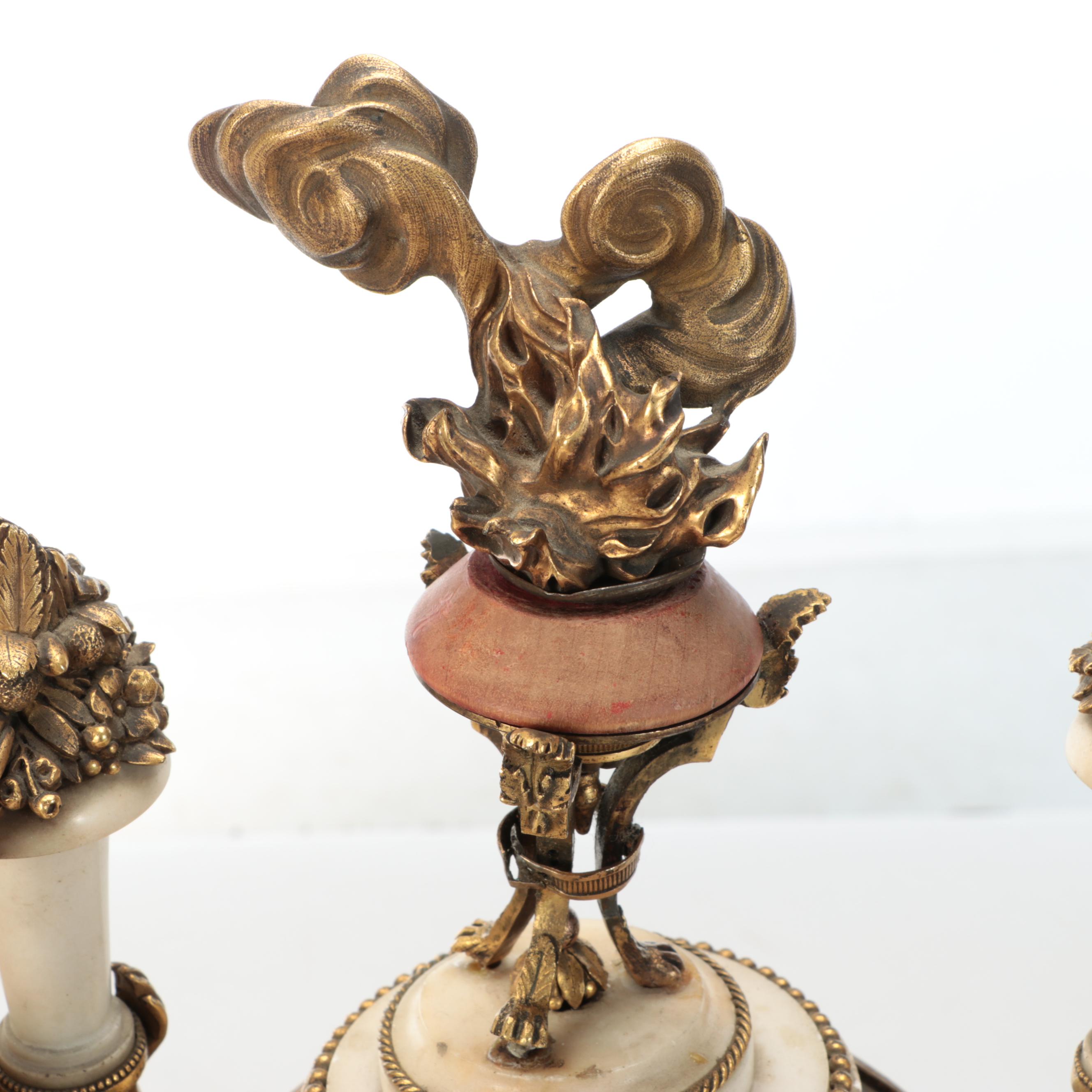 Louis Philippe Style Gilt Metal and Marble Figural Table Clock