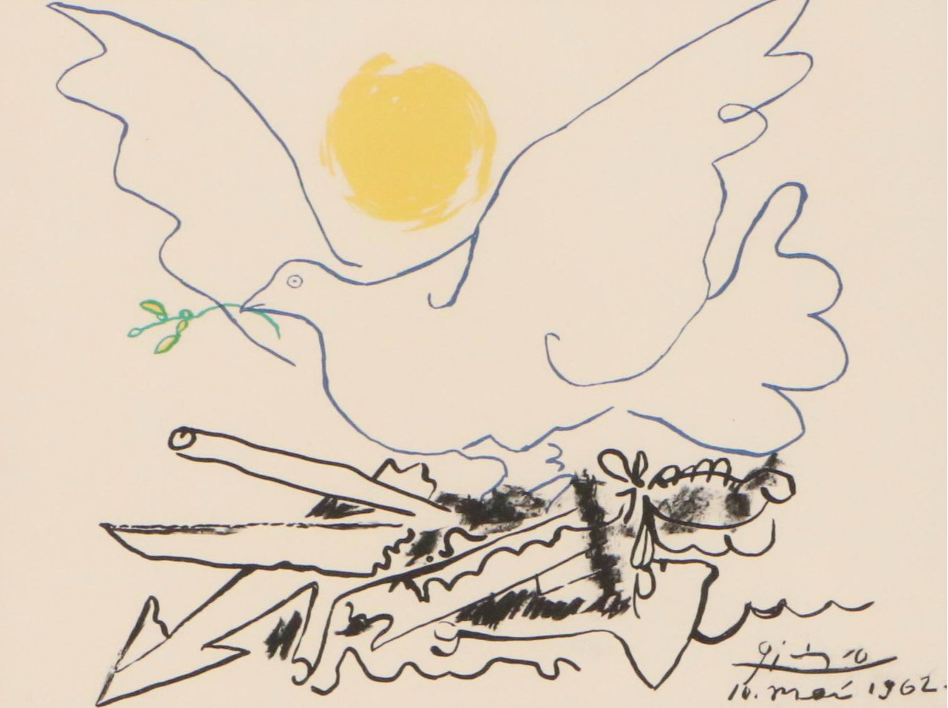 After Pablo Picasso Lithograph "Dove of the Future," 1962