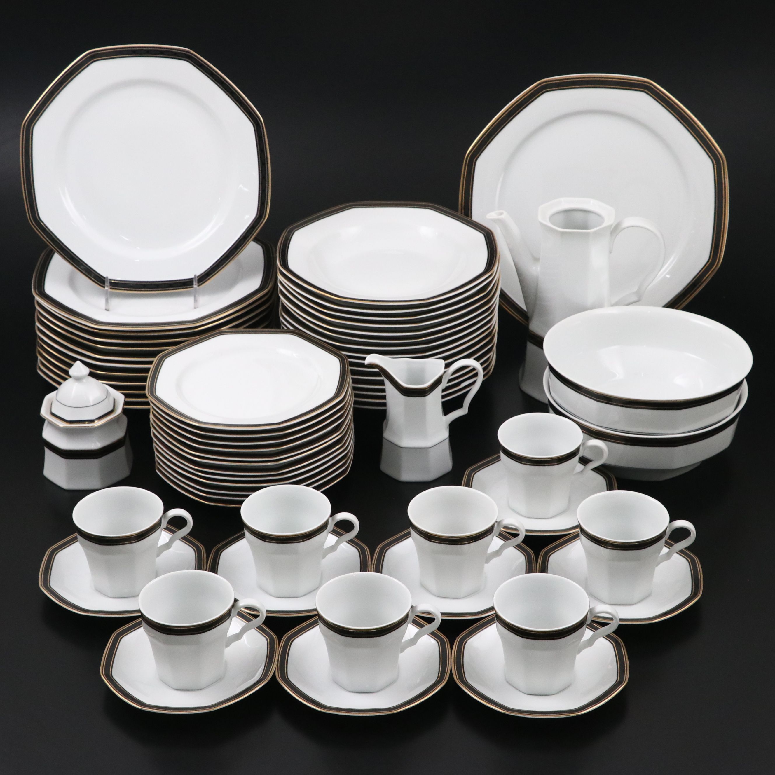 Christopher Stuart "Black Dress" Porcelain Tableware, Late 20th/Early 21st C.