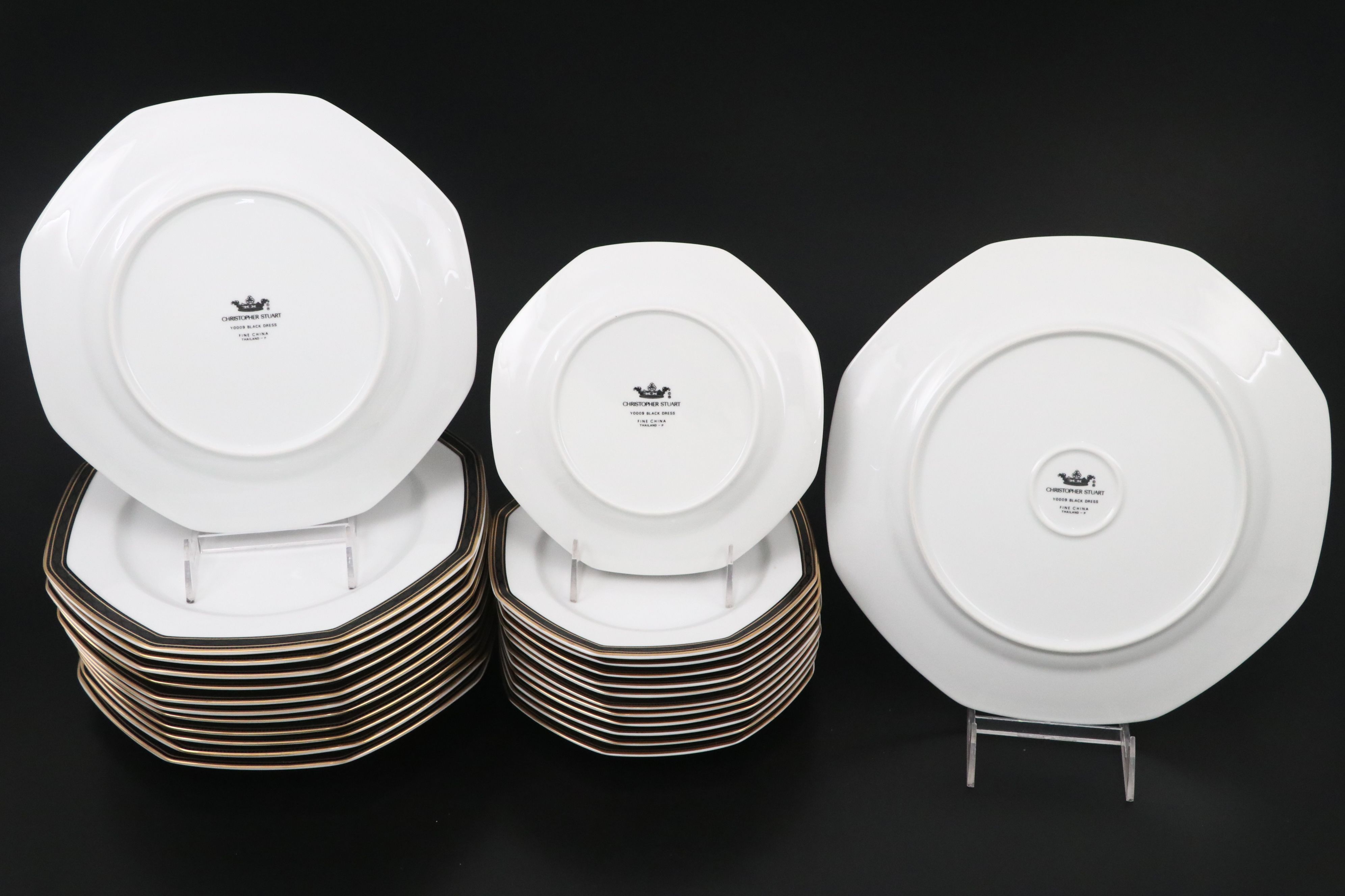 Christopher Stuart "Black Dress" Porcelain Tableware, Late 20th/Early 21st C.