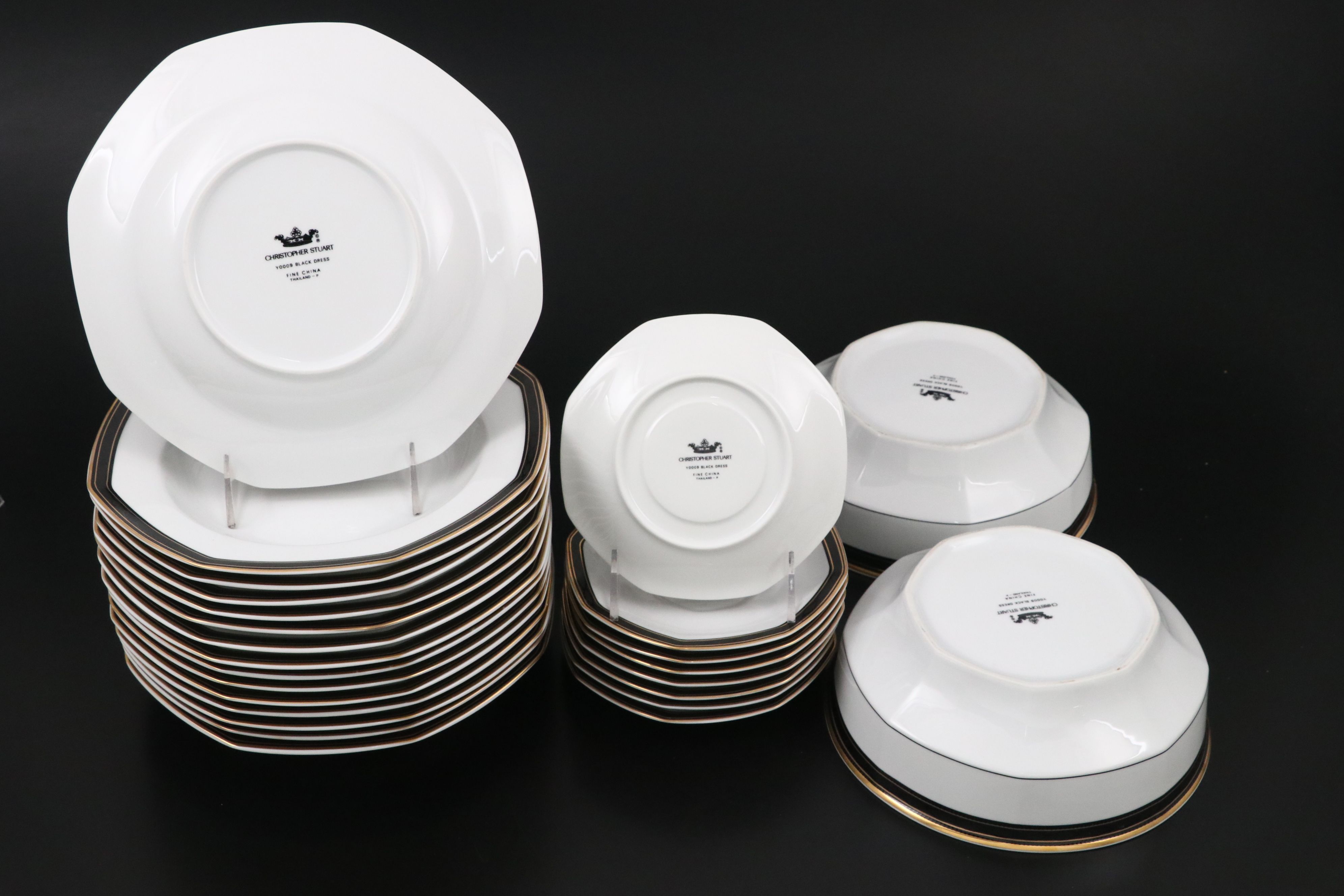 Christopher Stuart "Black Dress" Porcelain Tableware, Late 20th/Early 21st C.