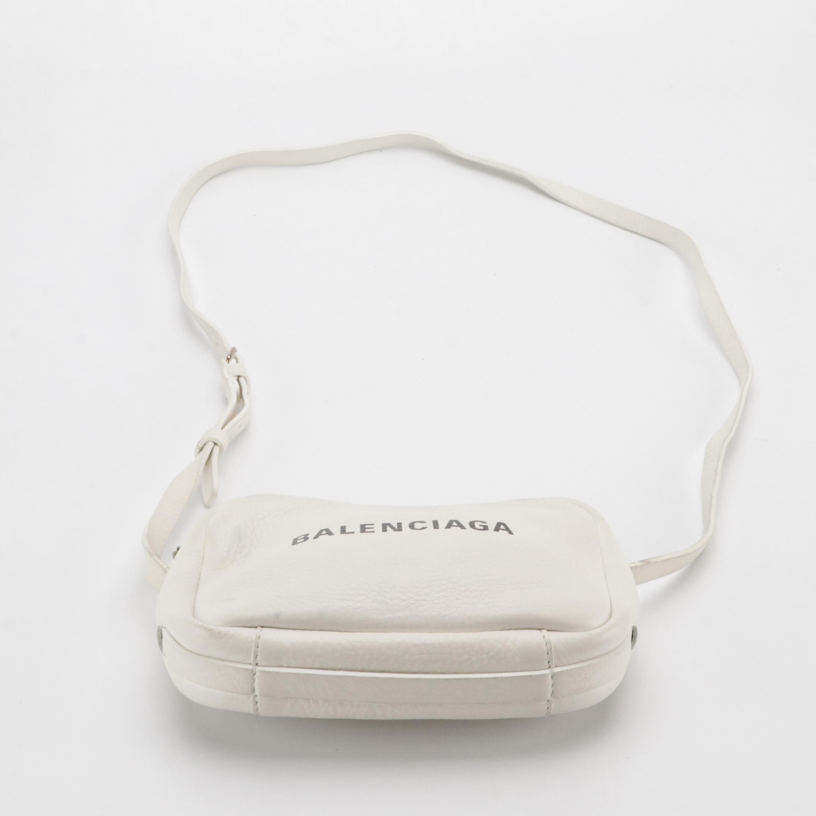 Balenciaga Small Everyday Camera Bag in White Calfskin Leather