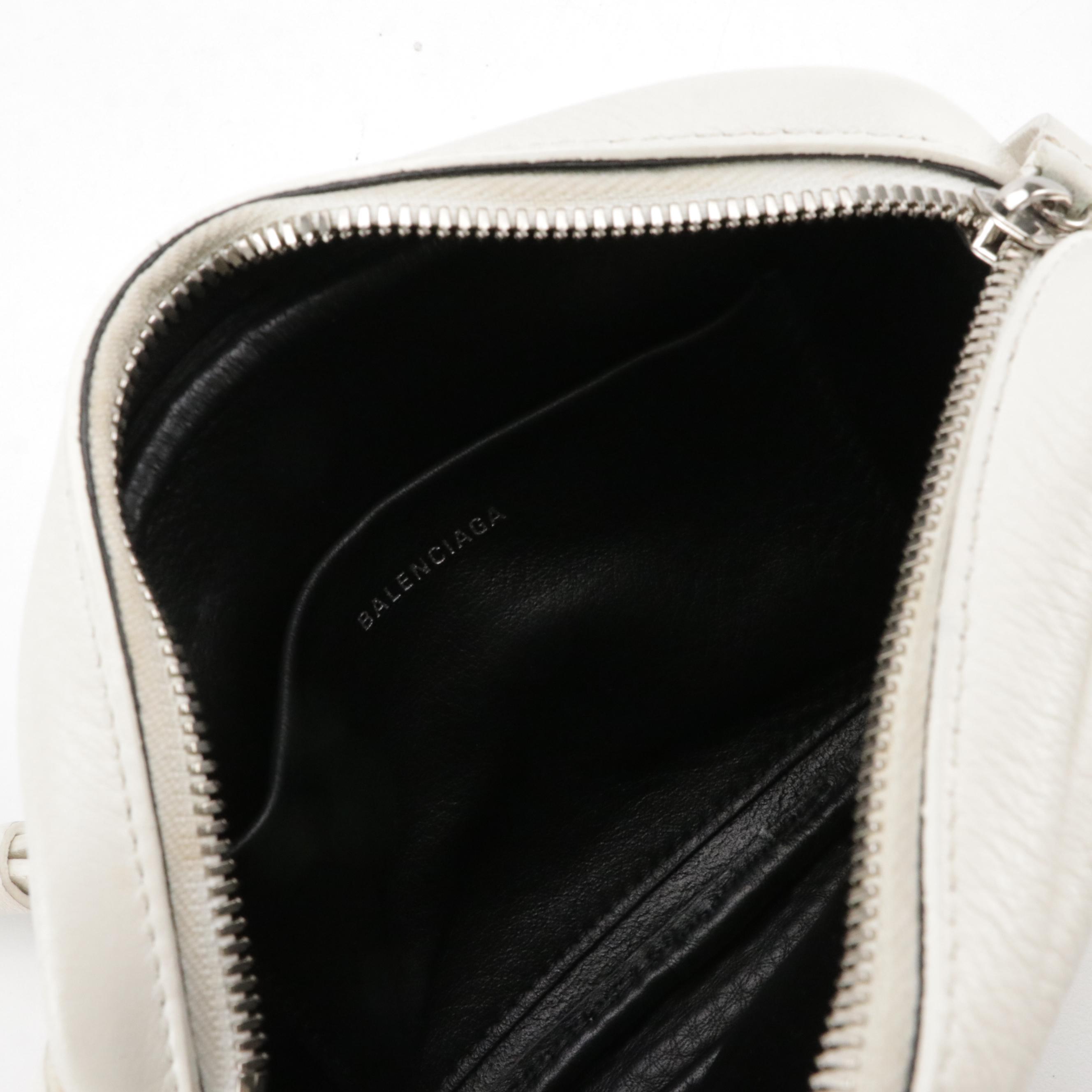 Balenciaga Small Everyday Camera Bag in White Calfskin Leather