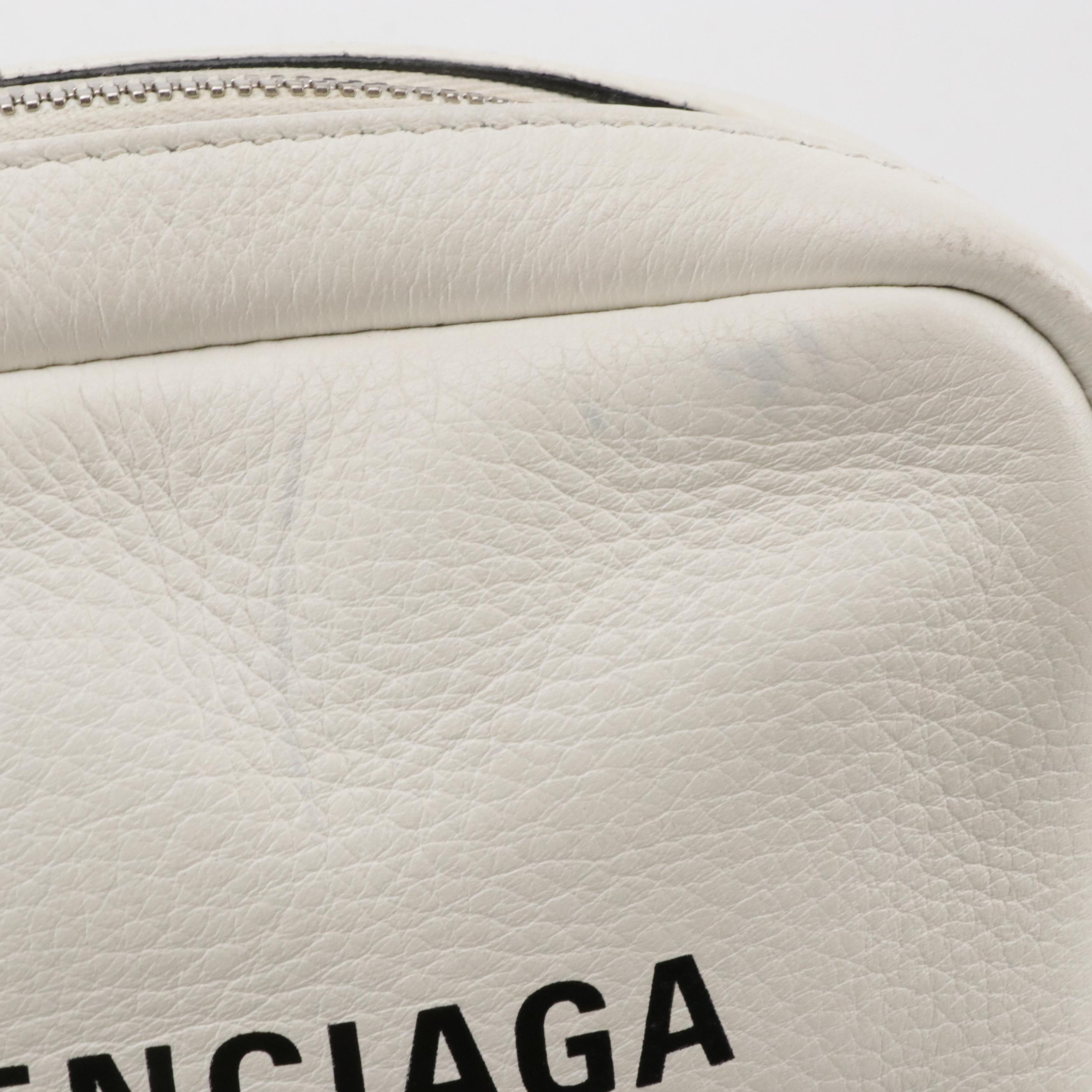 Balenciaga Small Everyday Camera Bag in White Calfskin Leather