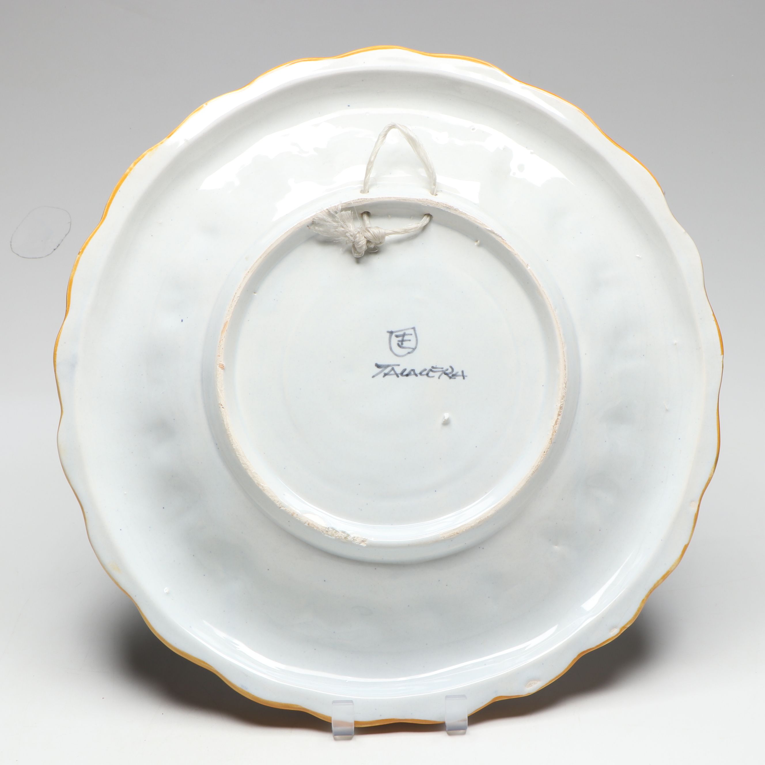 Hand-Painted Ceramic Round Platter, Square Bowl, and Butter Dish