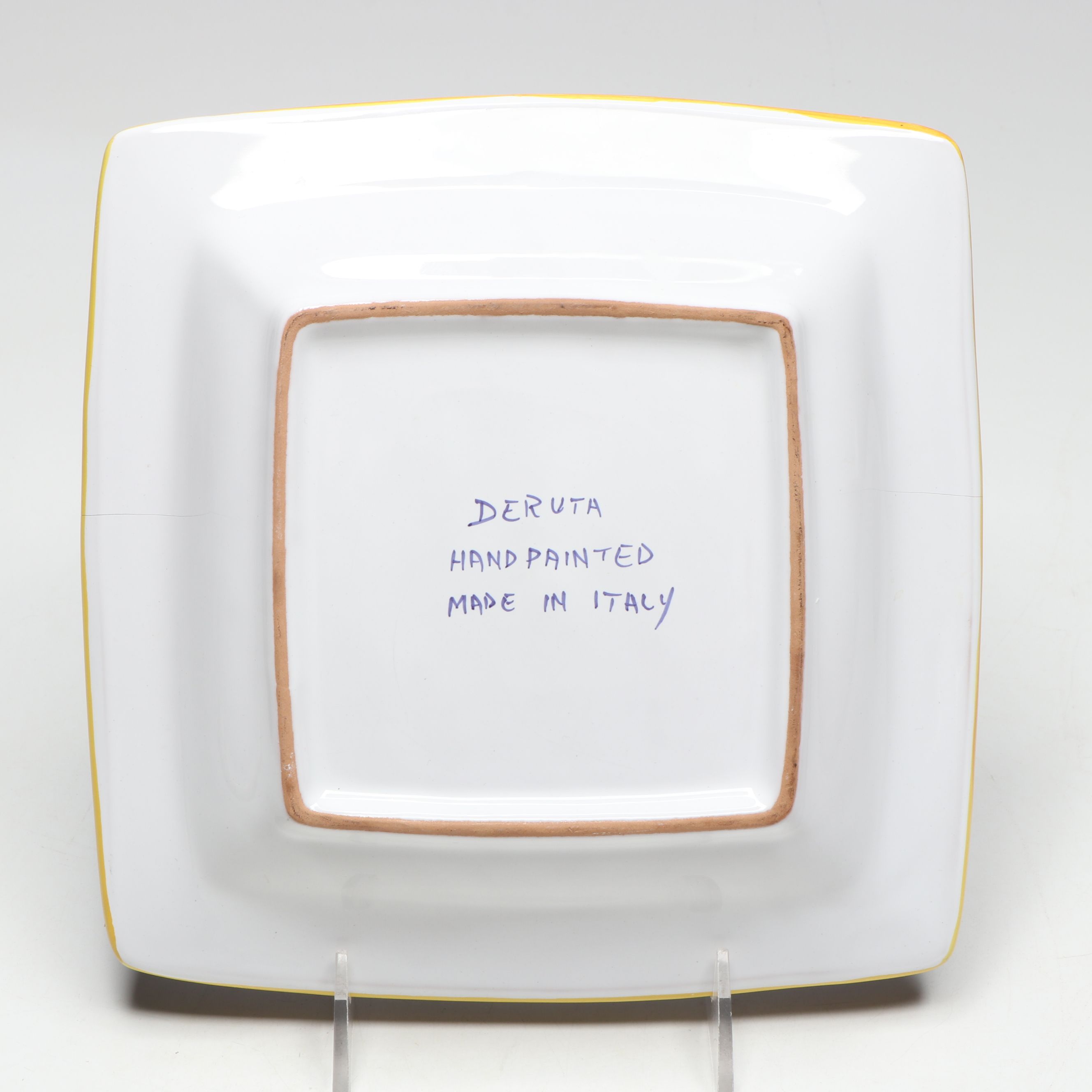 Hand-Painted Ceramic Round Platter, Square Bowl, and Butter Dish