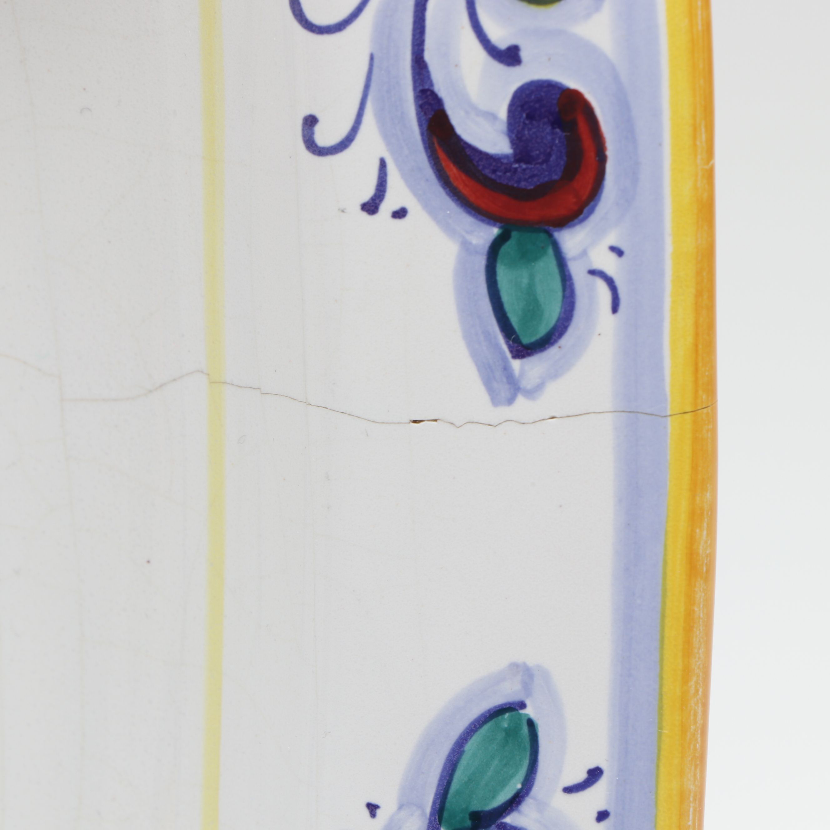 Hand-Painted Ceramic Round Platter, Square Bowl, and Butter Dish