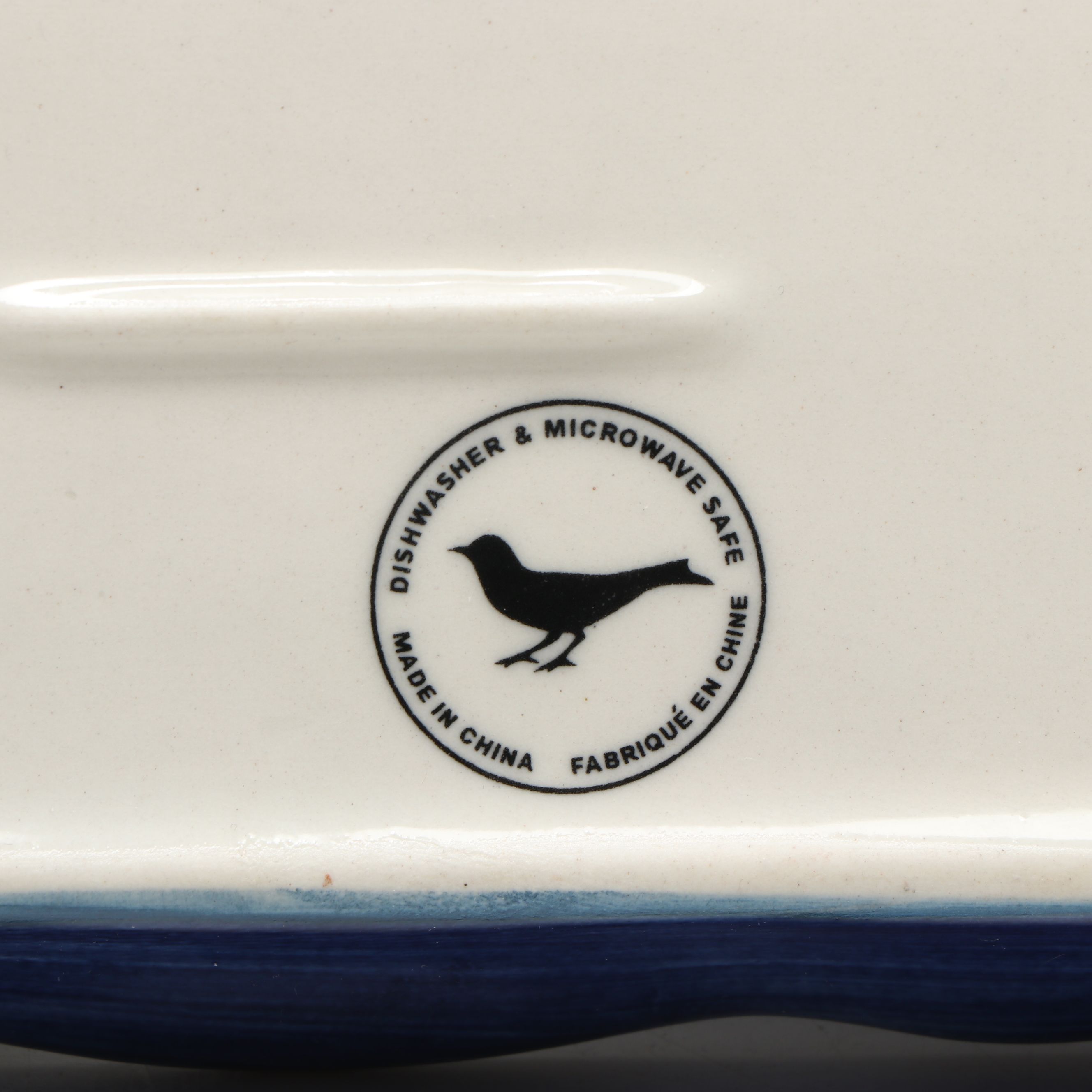 Hand-Painted Ceramic Round Platter, Square Bowl, and Butter Dish