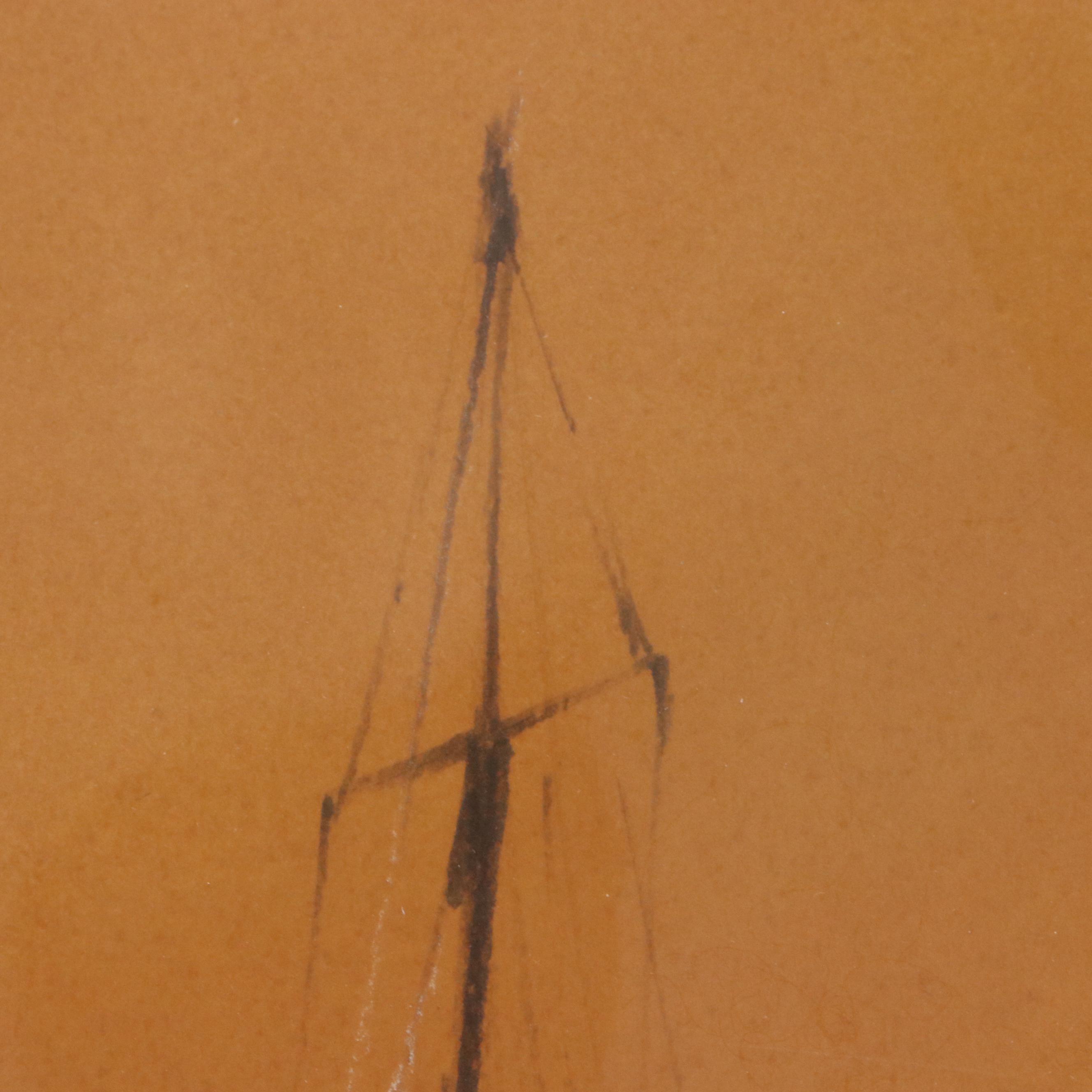 Anthony Shemroske Pastel and Graphite Sailboat Scenes, Circa 1970