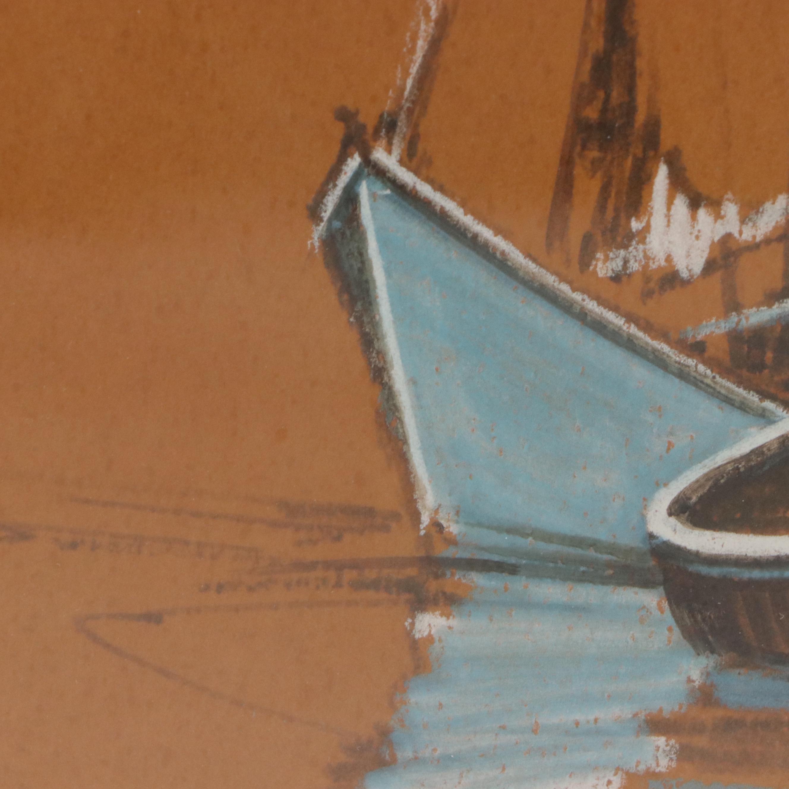 Anthony Shemroske Pastel and Graphite Sailboat Scenes, Circa 1970