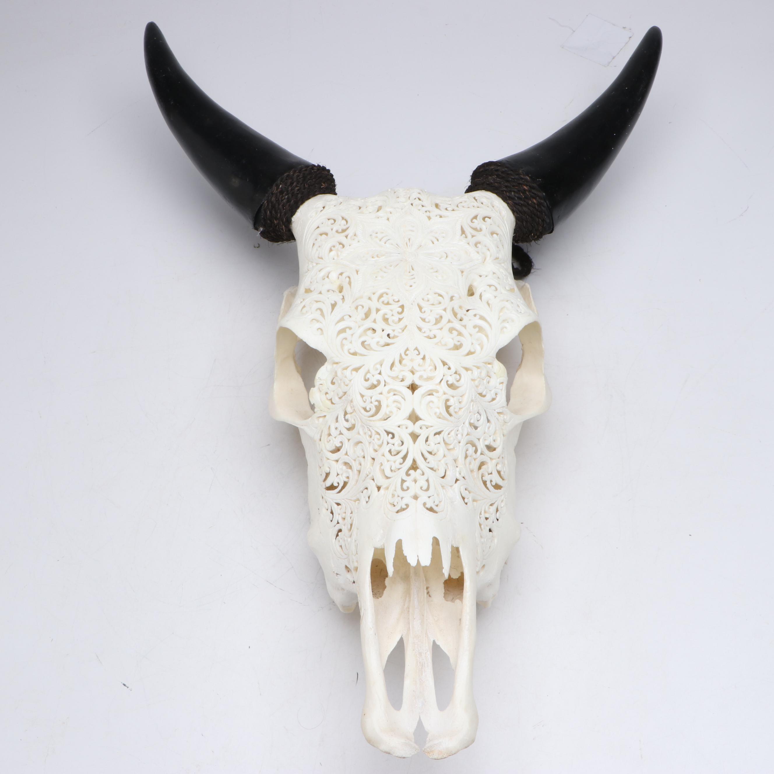 Hand-Carved Steer Skull