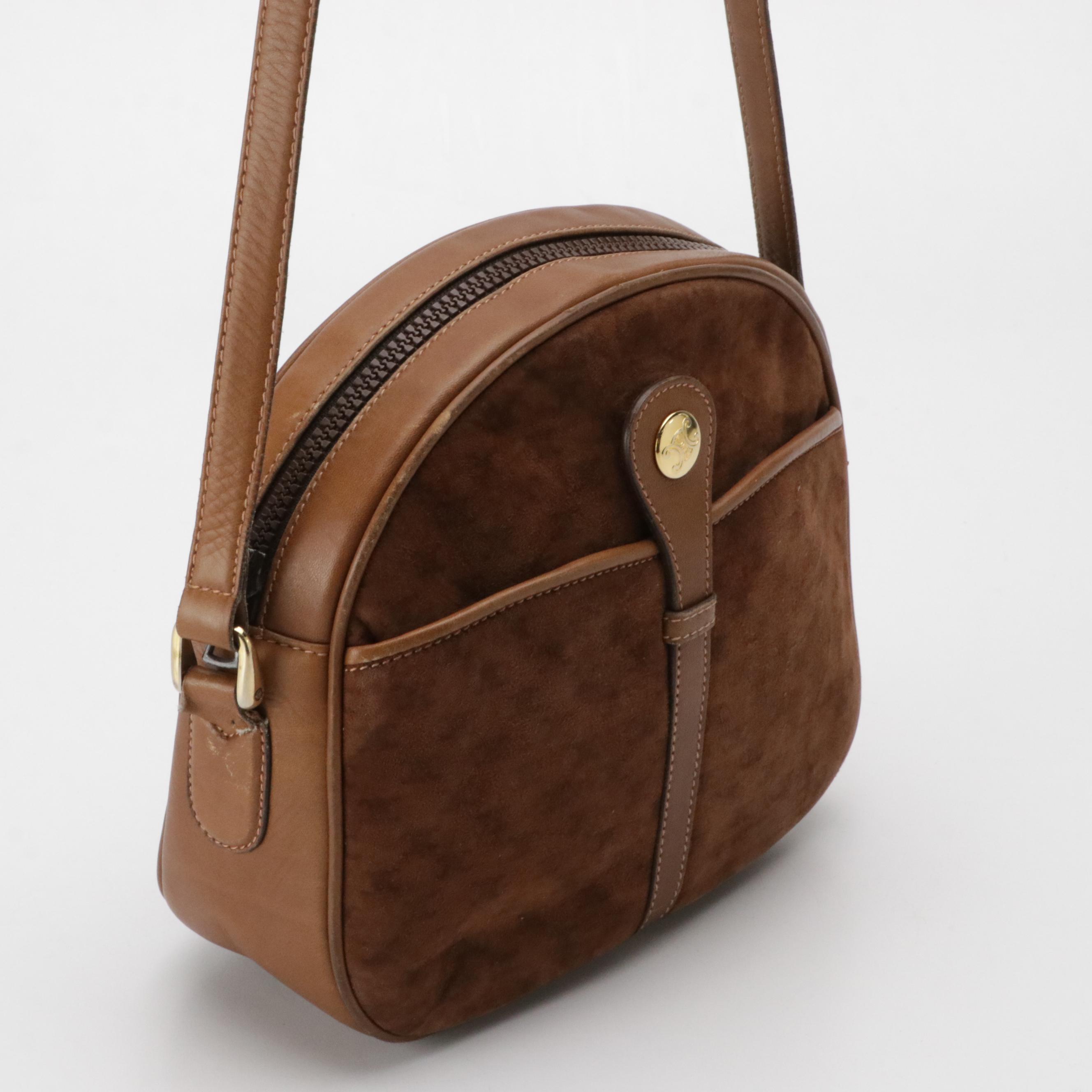 Celine Camera Bag in Macadam Printed Suede with Leather Trim