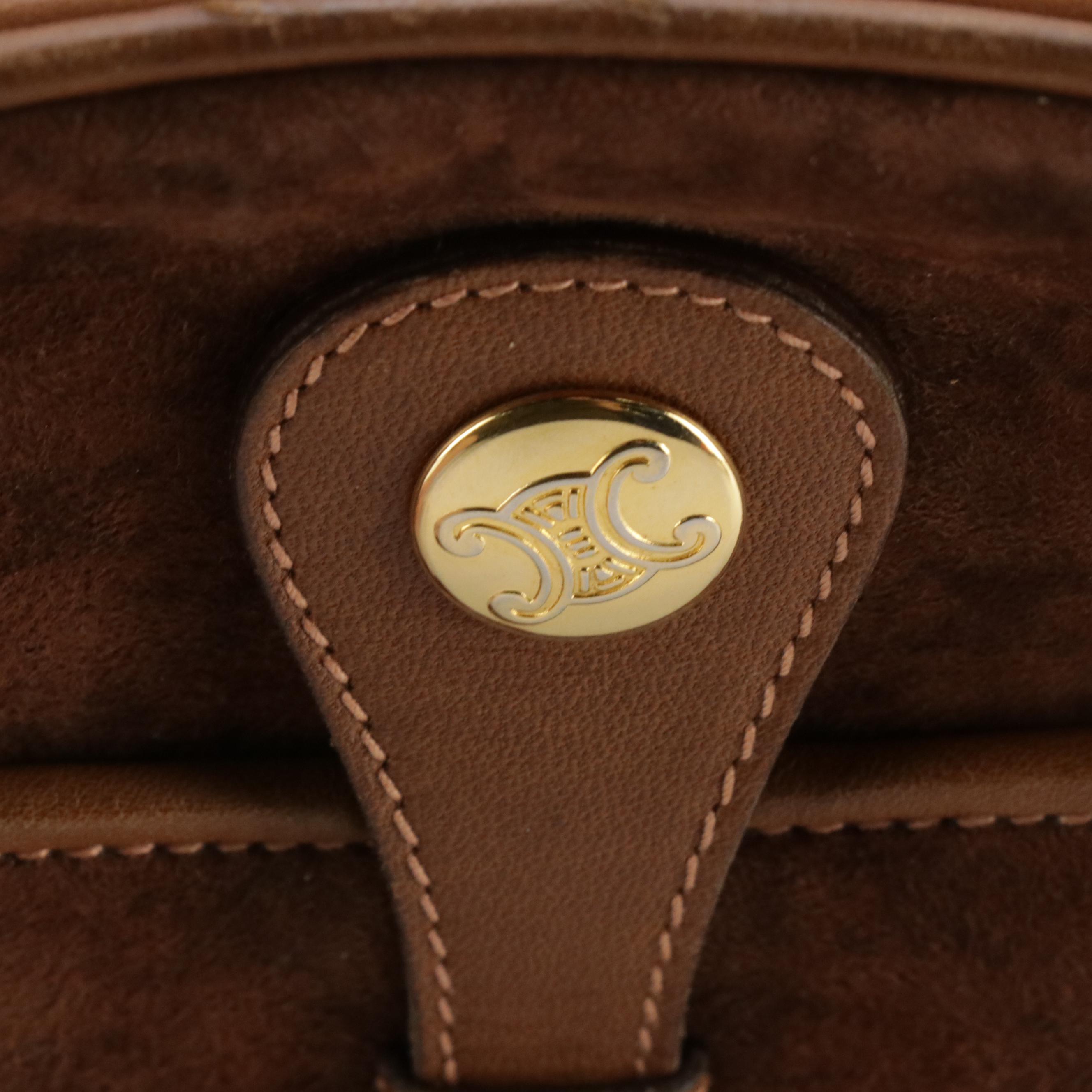 Celine Camera Bag in Macadam Printed Suede with Leather Trim