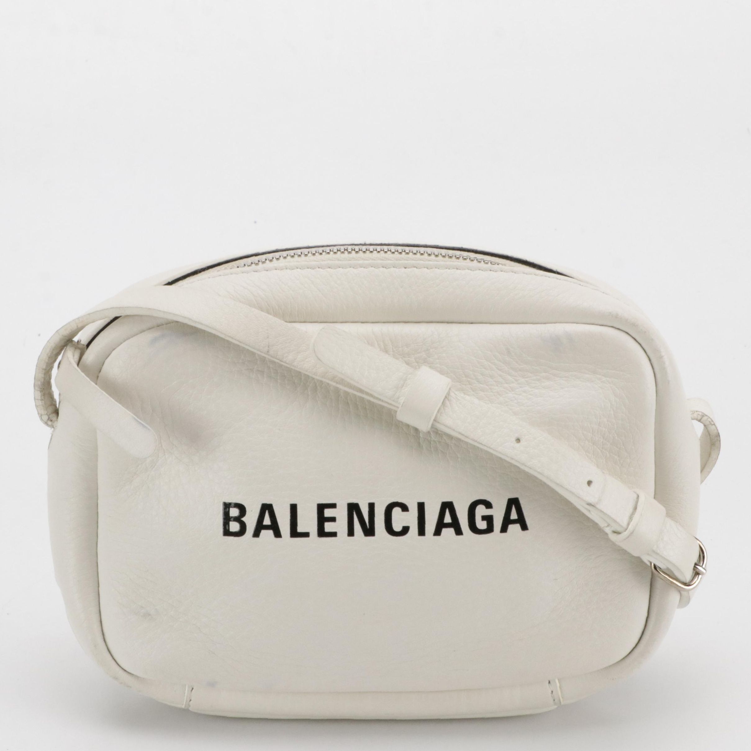 Balenciaga Small Everyday Camera Bag in White Calfskin Leather