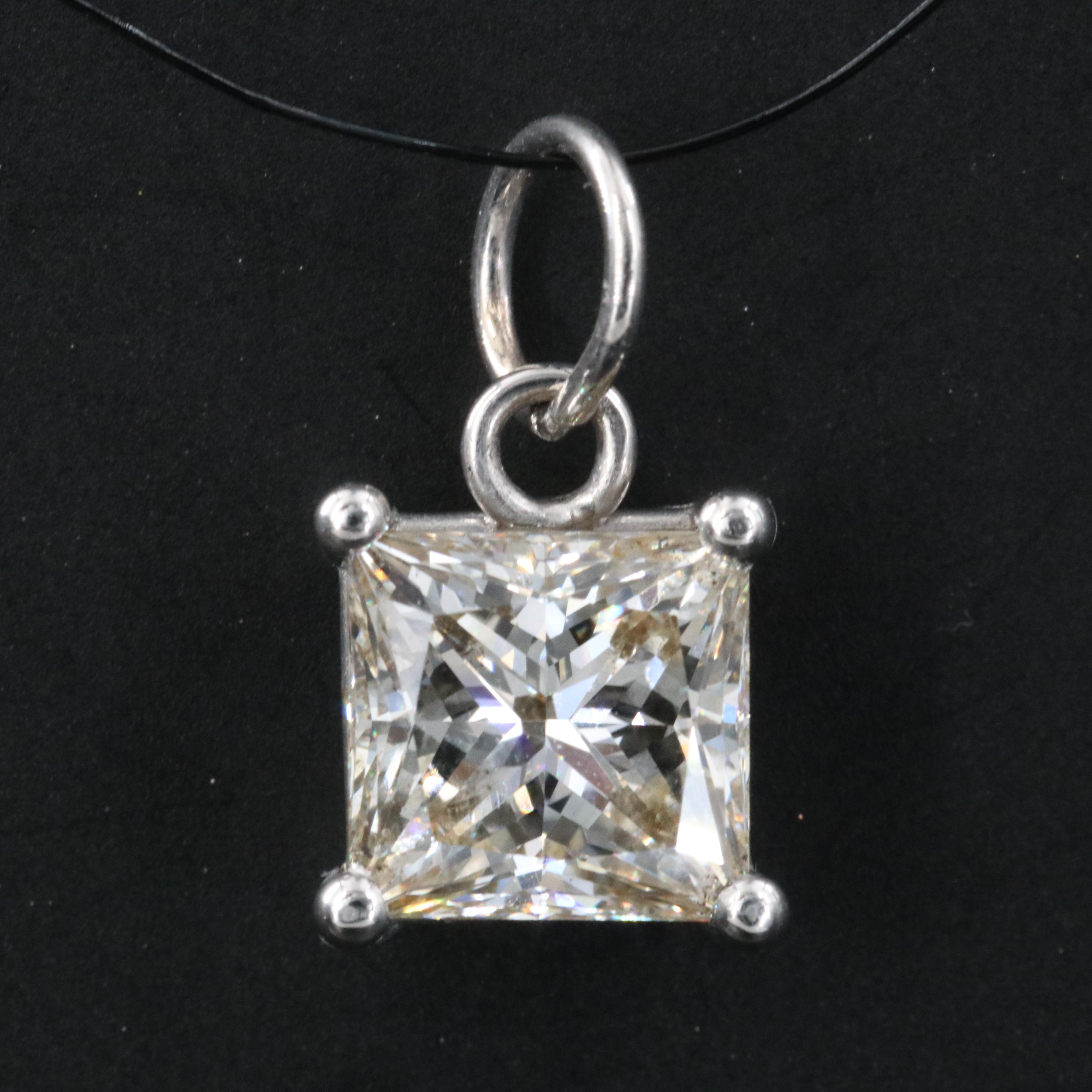 14K 1.80 CT Lab Grown Diamond Solitaire Pendant with IGI Report
