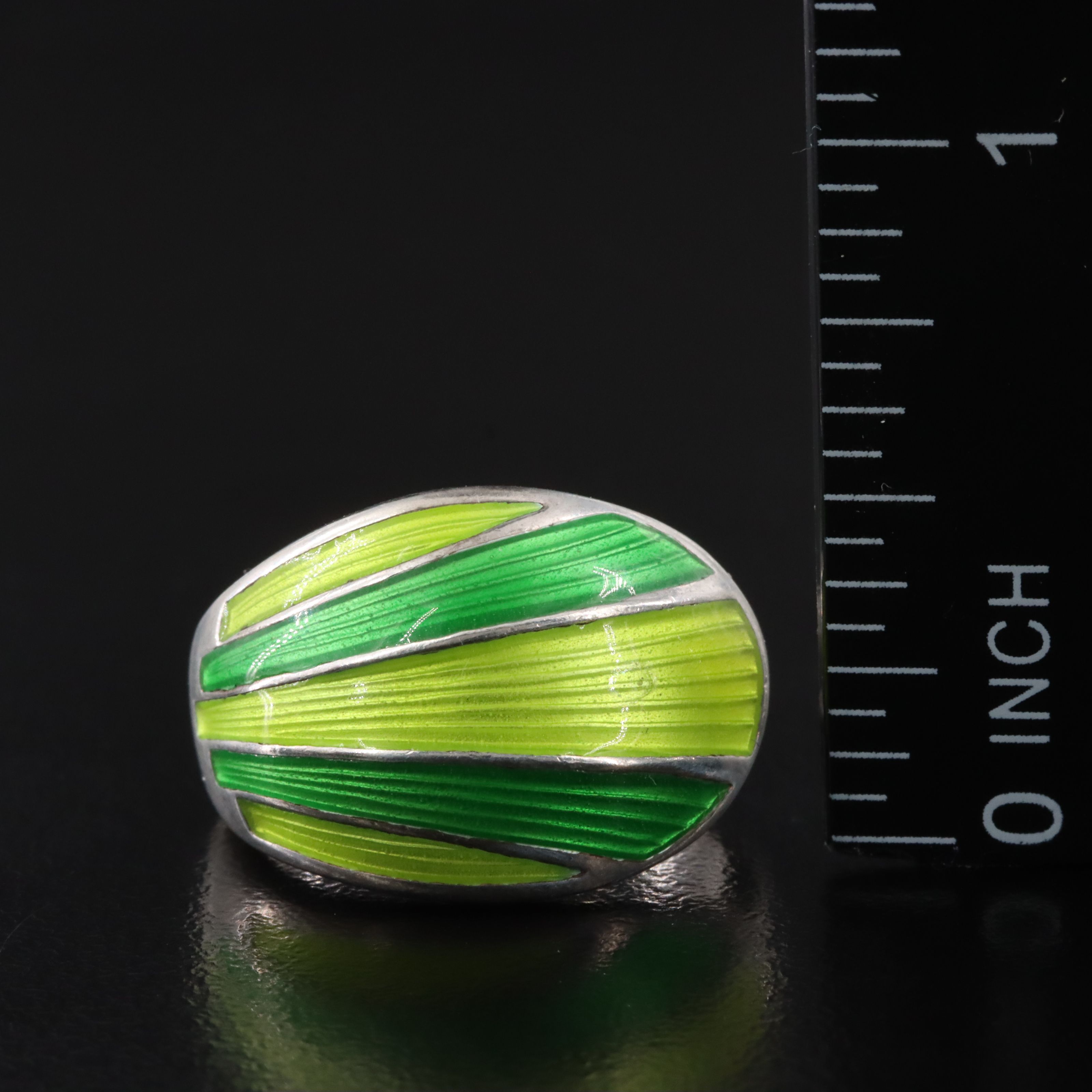 Norwegian David-Andersen Sterling Guilloché Enamel Dome Rings