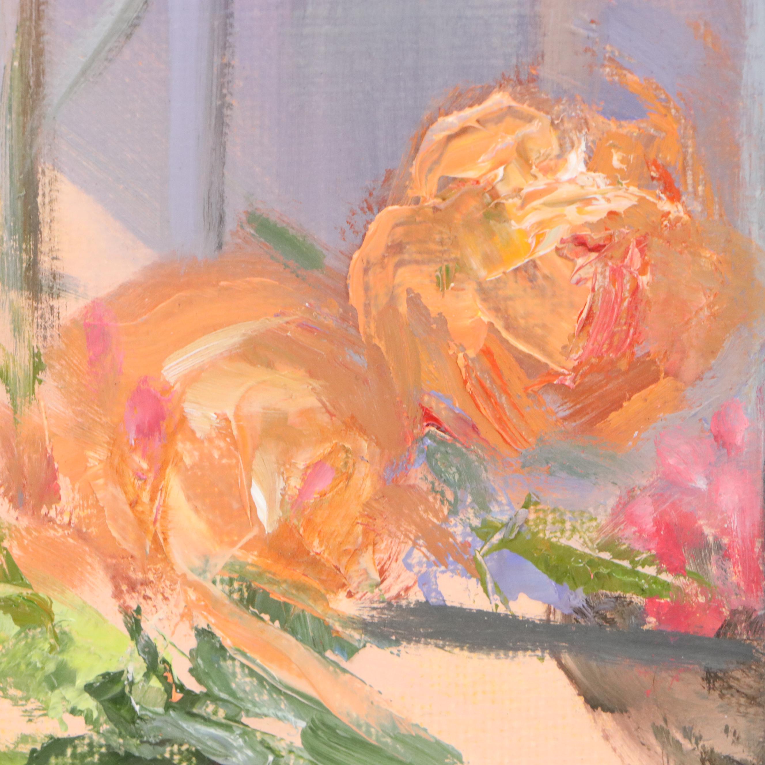 Marlene Steele Oil Painting "Antique Rose Arbour," 21st Century