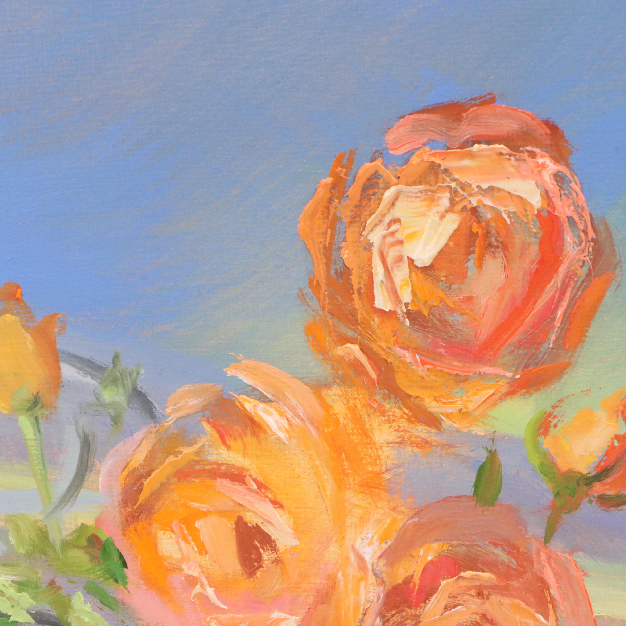 Marlene Steele Oil Painting "Antique Rose Arbour," 21st Century