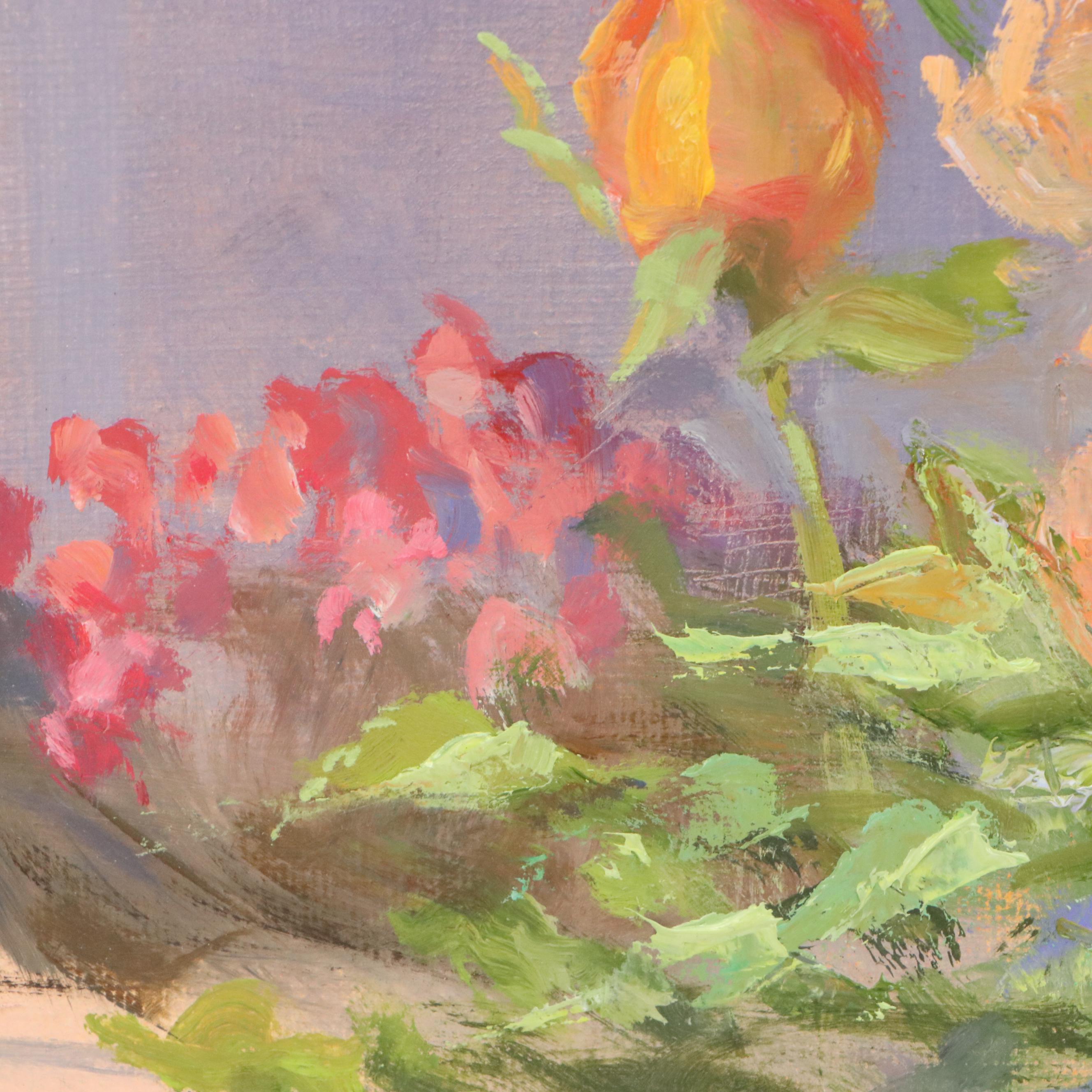 Marlene Steele Oil Painting "Antique Rose Arbour," 21st Century