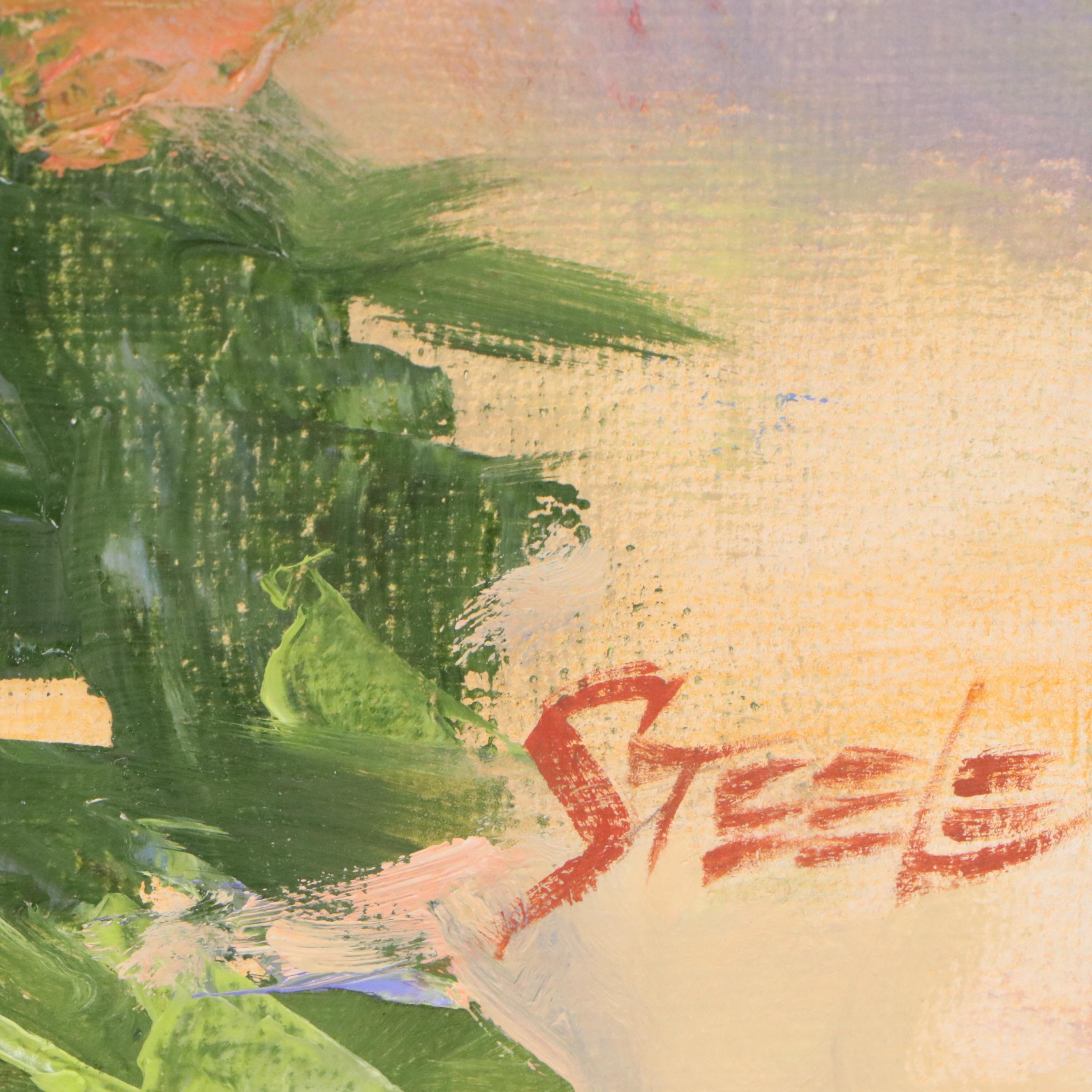 Marlene Steele Oil Painting "Antique Rose Arbour," 21st Century