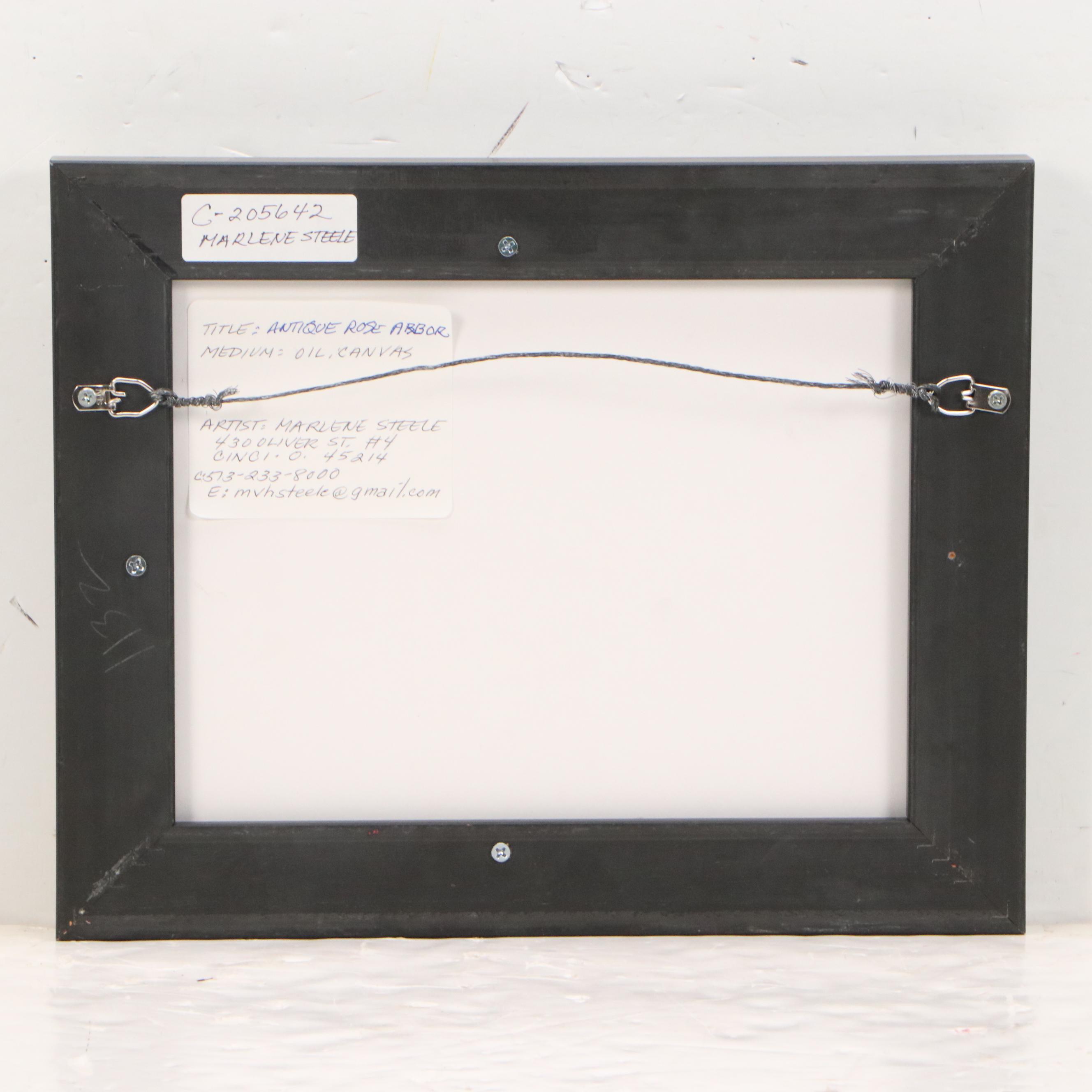 Marlene Steele Oil Painting "Antique Rose Arbour," 21st Century