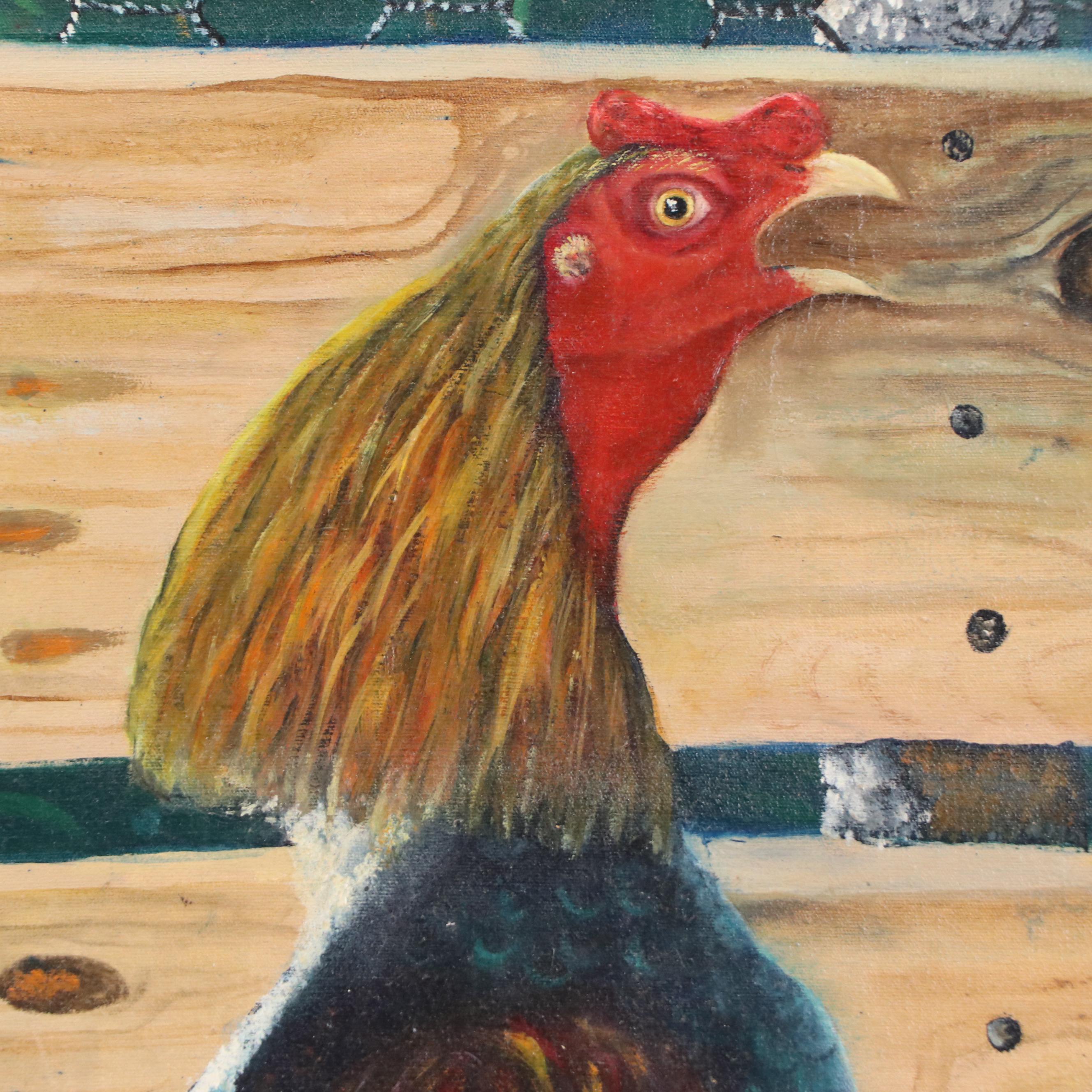 Jesus Gonzalez Morrero Oil Painting "Gallo Indio Prieto," 1999