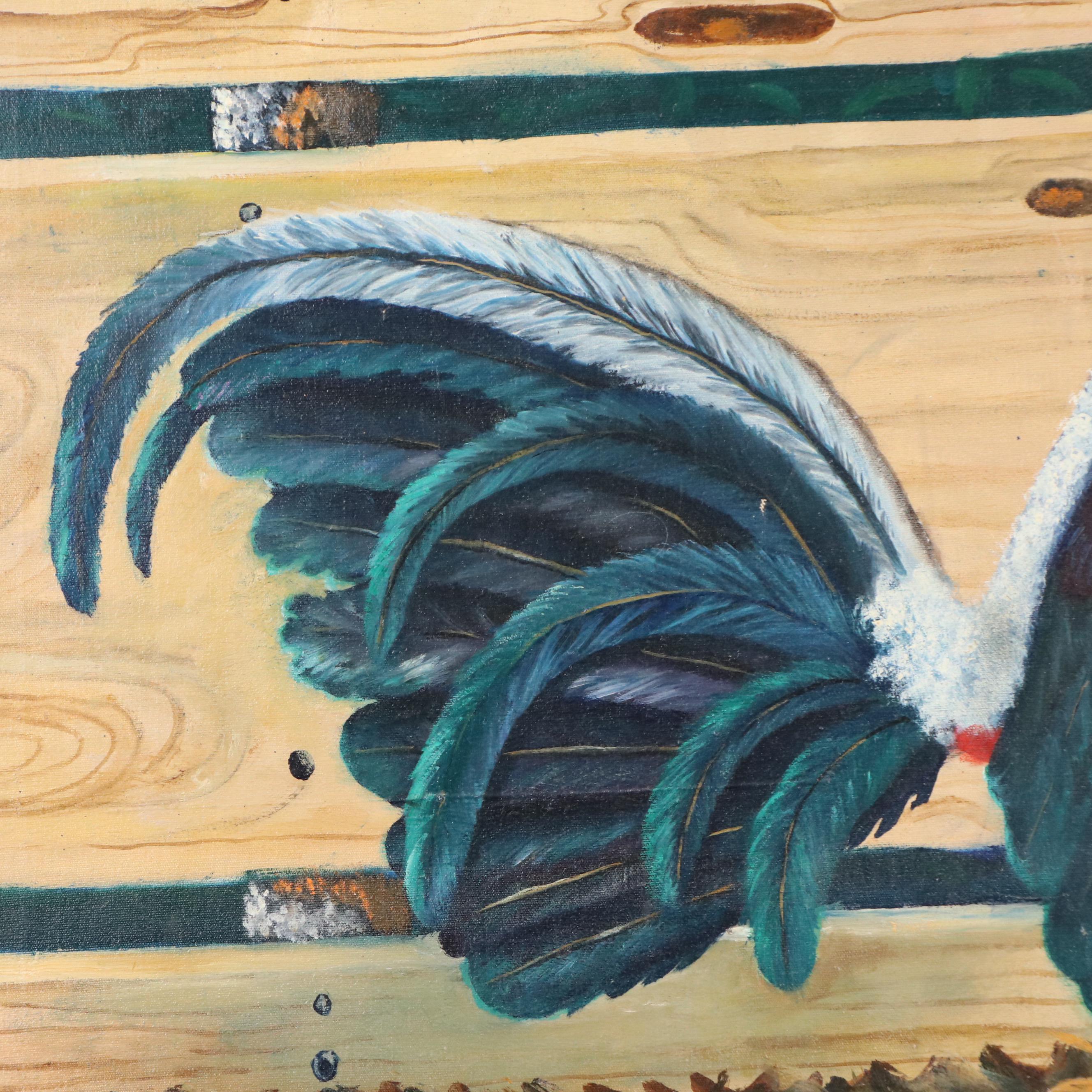 Jesus Gonzalez Morrero Oil Painting "Gallo Indio Prieto," 1999