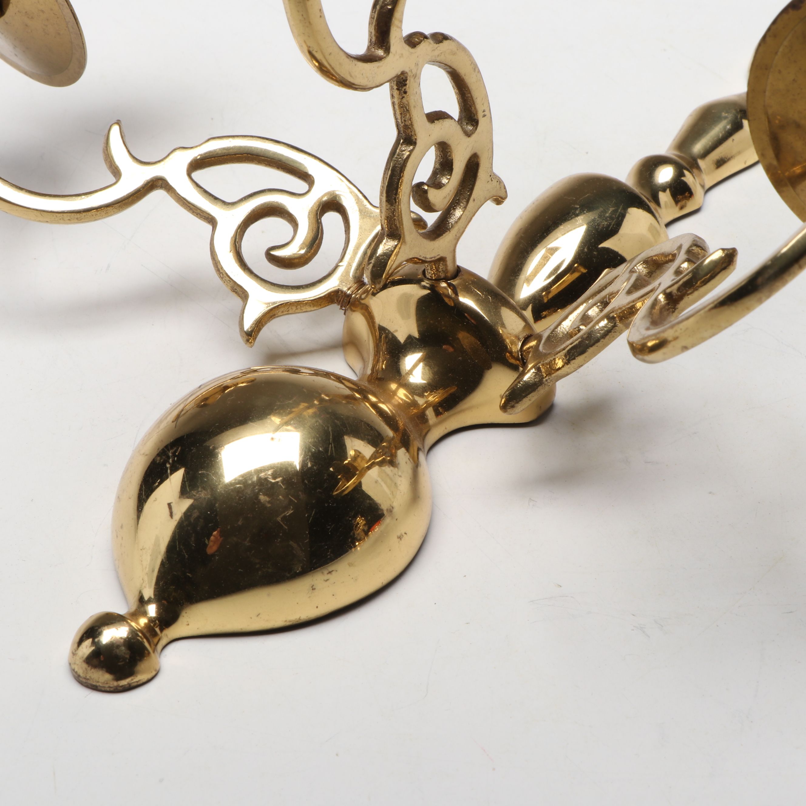 Brass Finish Three-Arm Candle Holder Wall Sconces