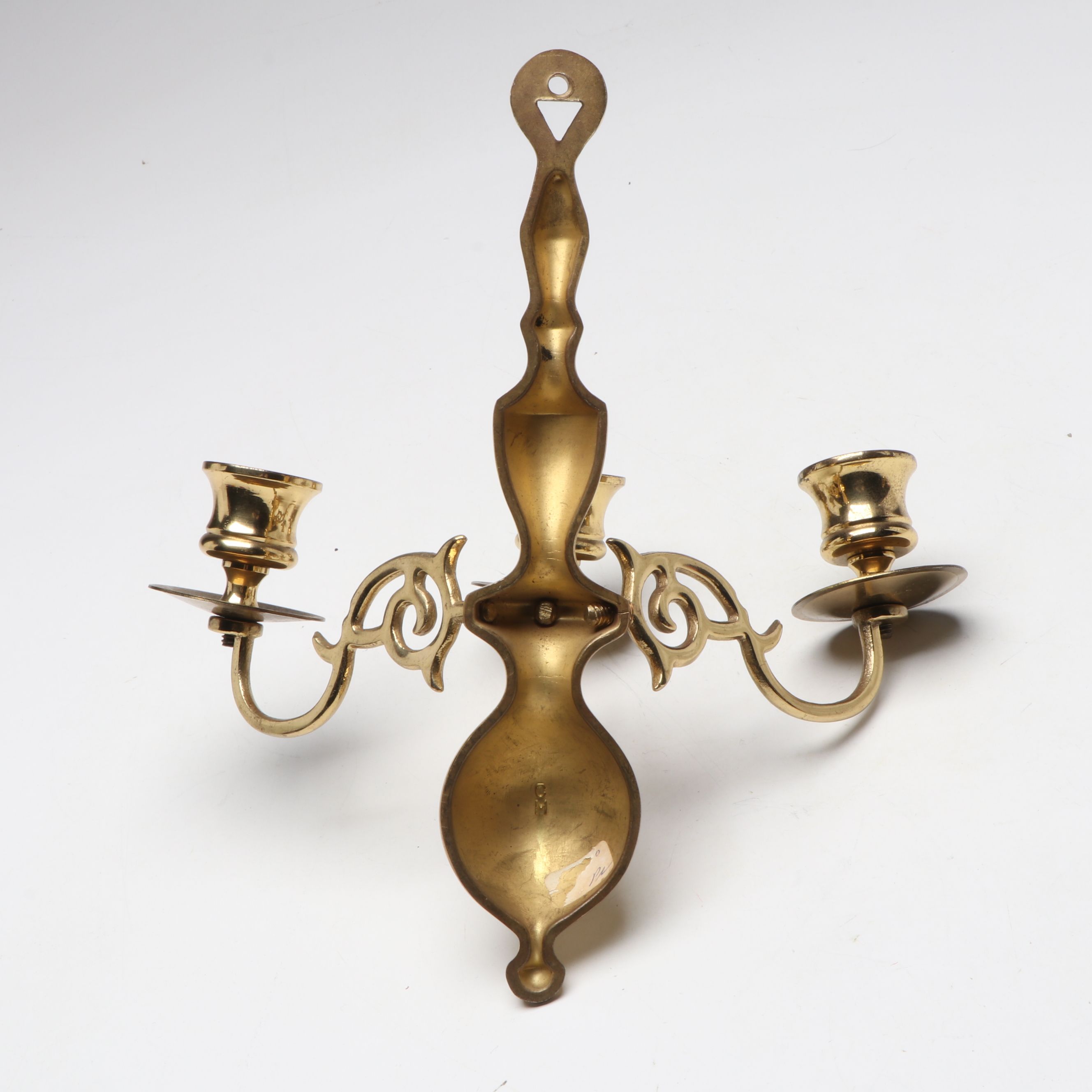 Brass Finish Three-Arm Candle Holder Wall Sconces