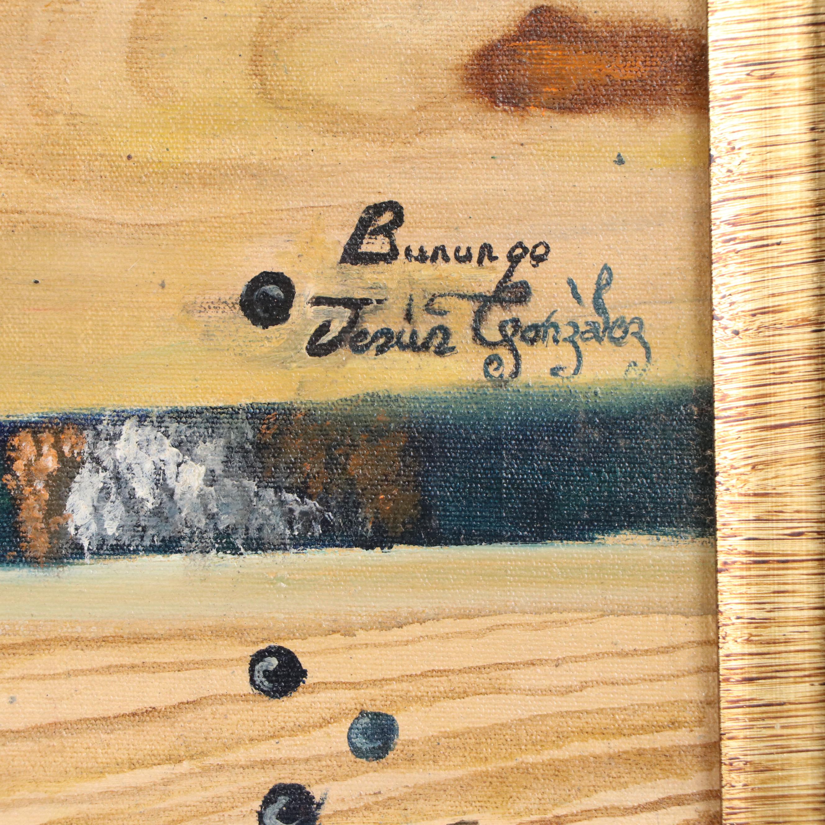 Jesus Gonzalez Morrero Oil Painting "Gallo Indio Prieto," 1999