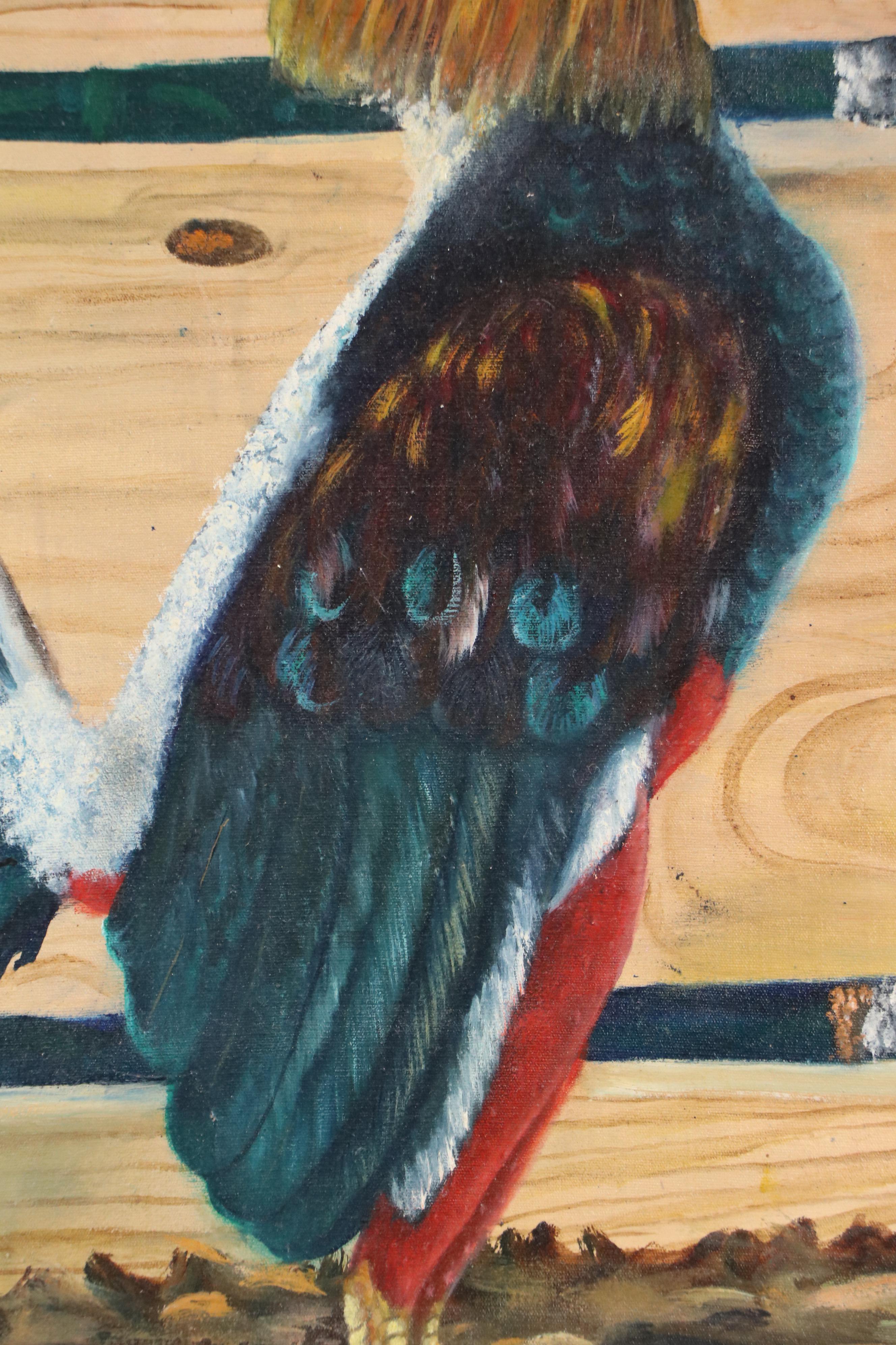 Jesus Gonzalez Morrero Oil Painting "Gallo Indio Prieto," 1999