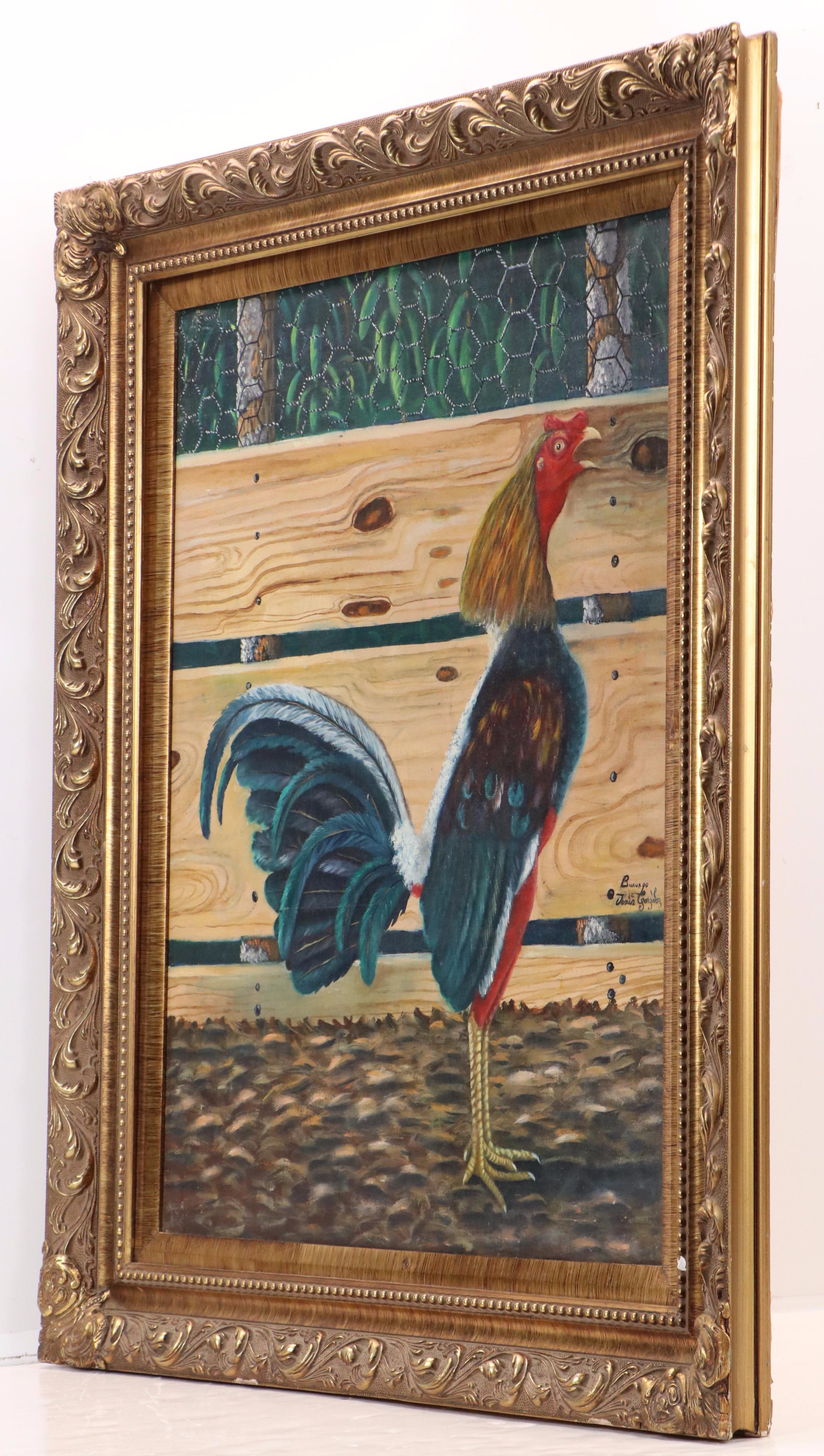 Jesus Gonzalez Morrero Oil Painting "Gallo Indio Prieto," 1999