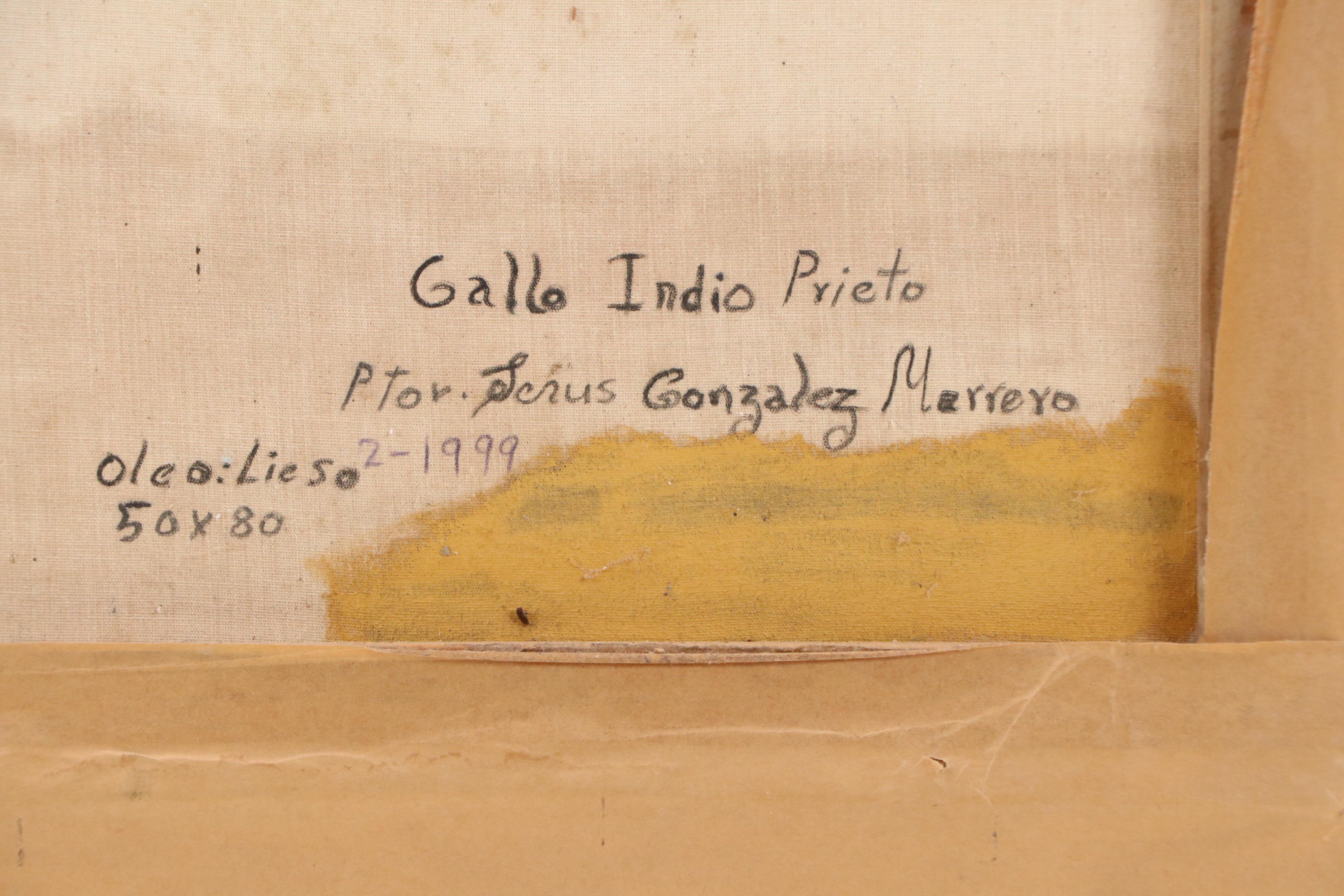 Jesus Gonzalez Morrero Oil Painting "Gallo Indio Prieto," 1999