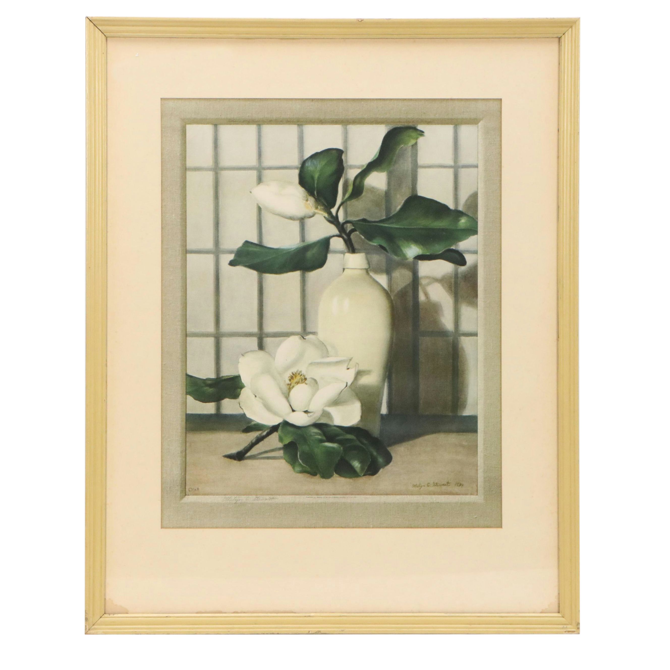 Ethelyn Cosby Stewart Collotype "Magnolias"